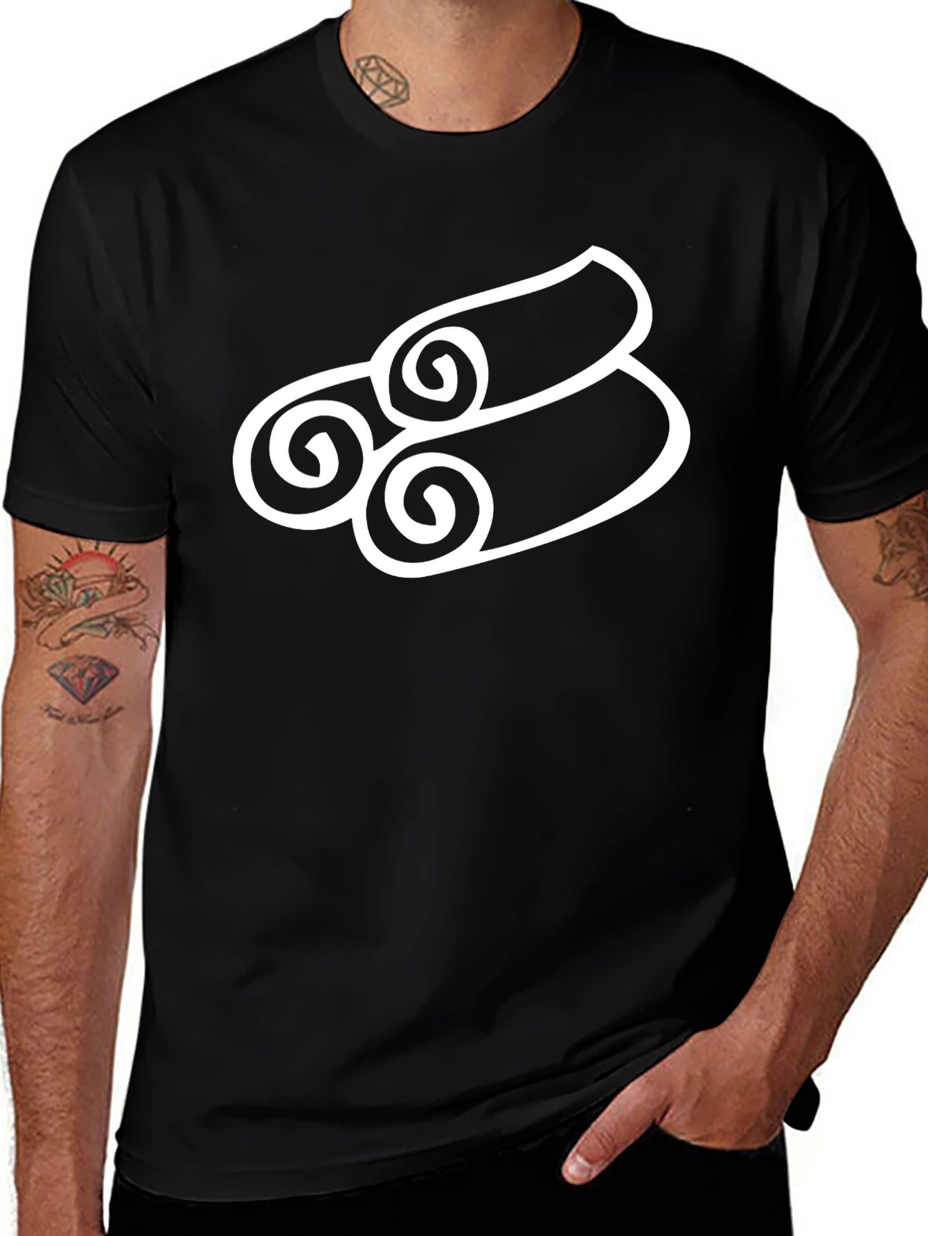 Stylish Black T-Shirt with Cinnamon Roll Design