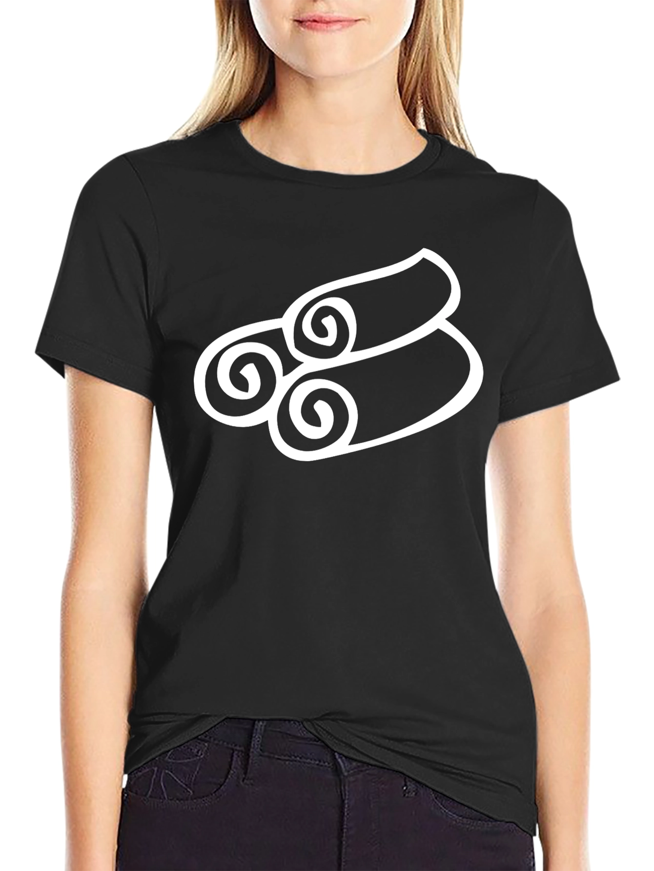 Stylish Black T-Shirt with Cinnamon Roll Design