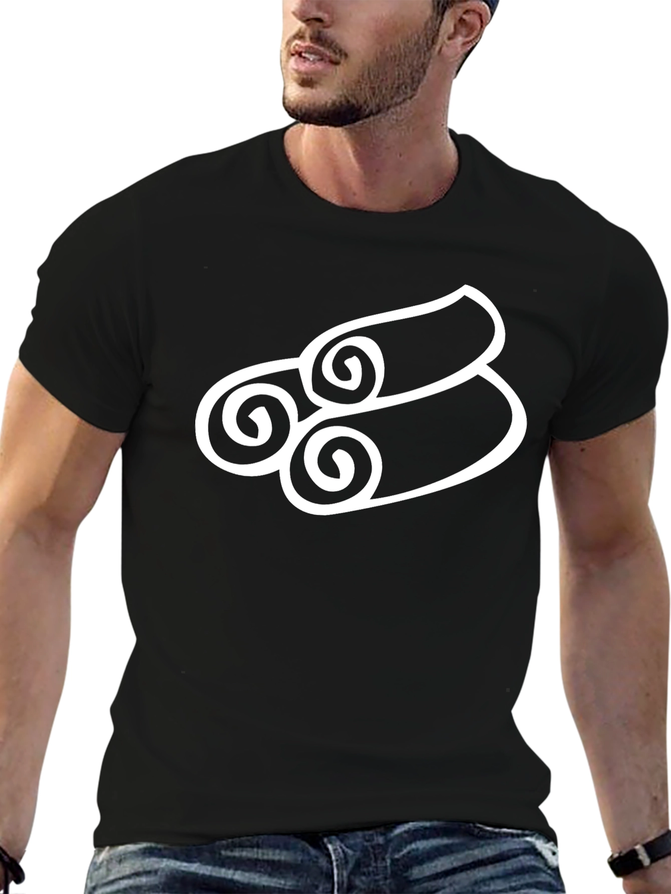 Stylish Black T-Shirt with Cinnamon Roll Design