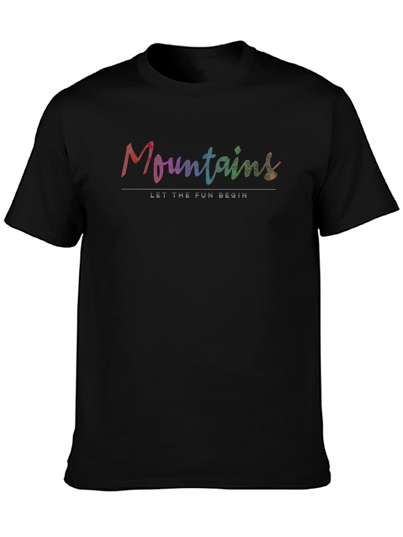 Mountains Let the Fun Begin Black T-Shirt