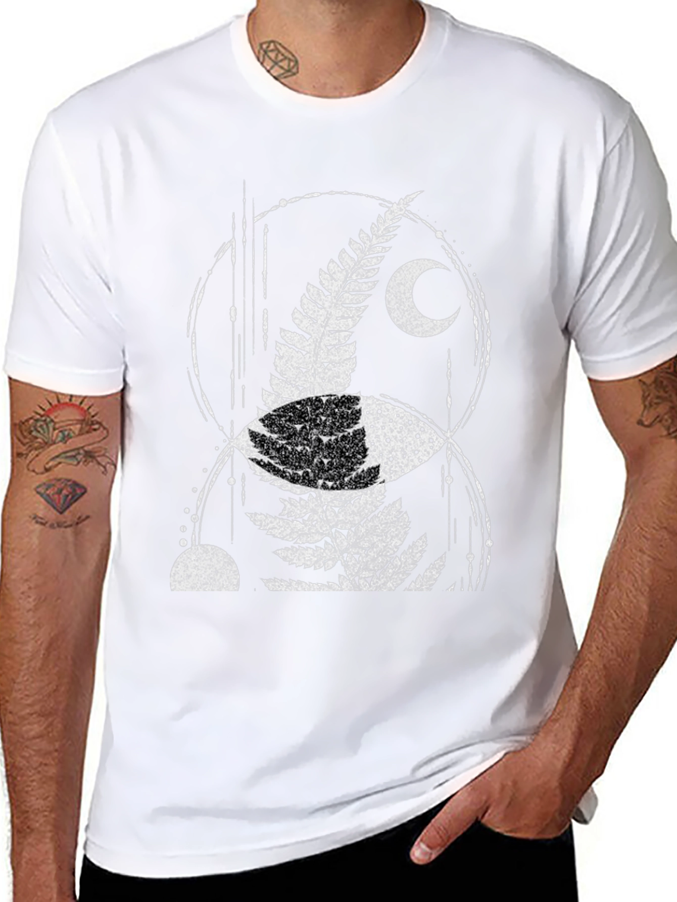 Fern & Moon Graphic Tee - Black Cotton Blend