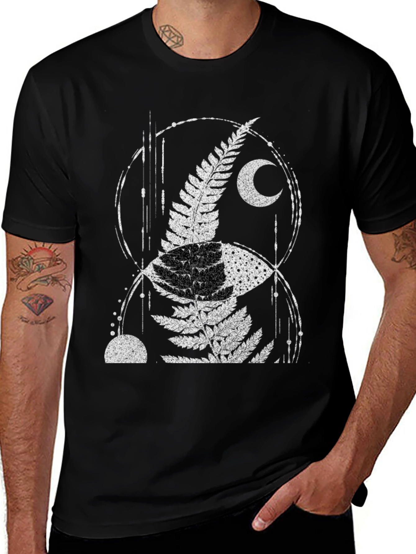 Fern & Moon Graphic Tee - Black Cotton Blend