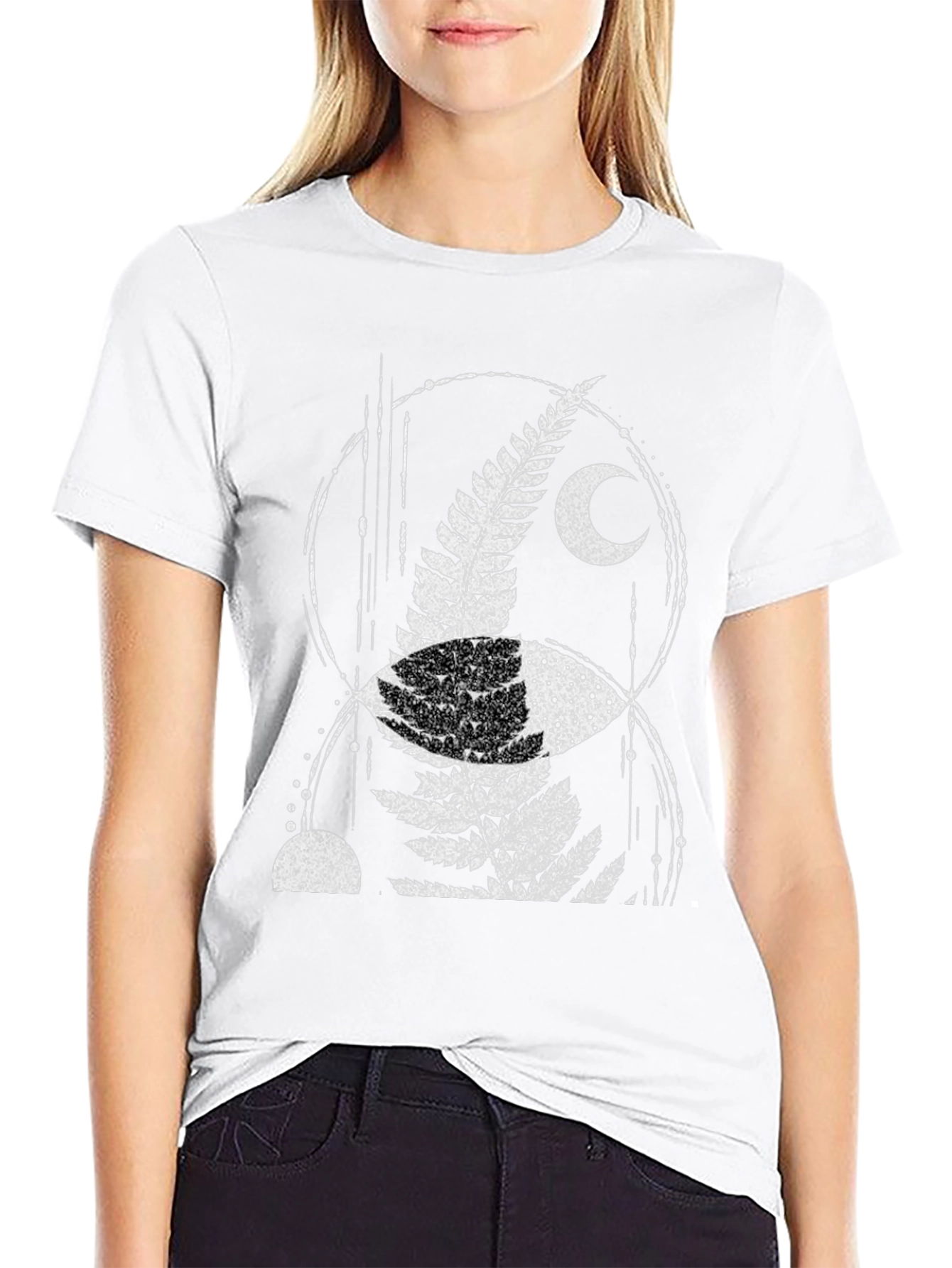 Fern & Moon Graphic Tee - Black Cotton Blend