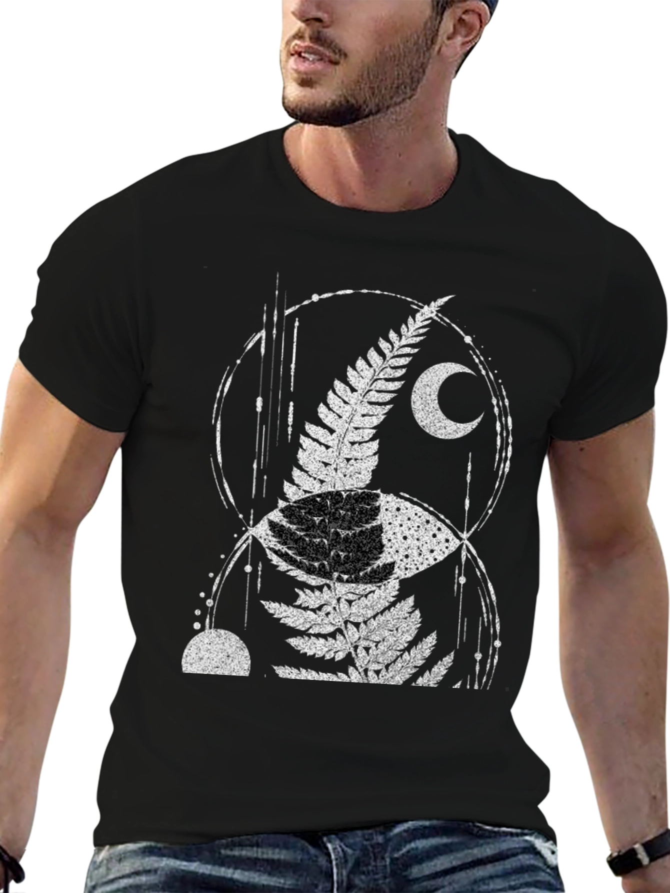 Fern & Moon Graphic Tee - Black Cotton Blend