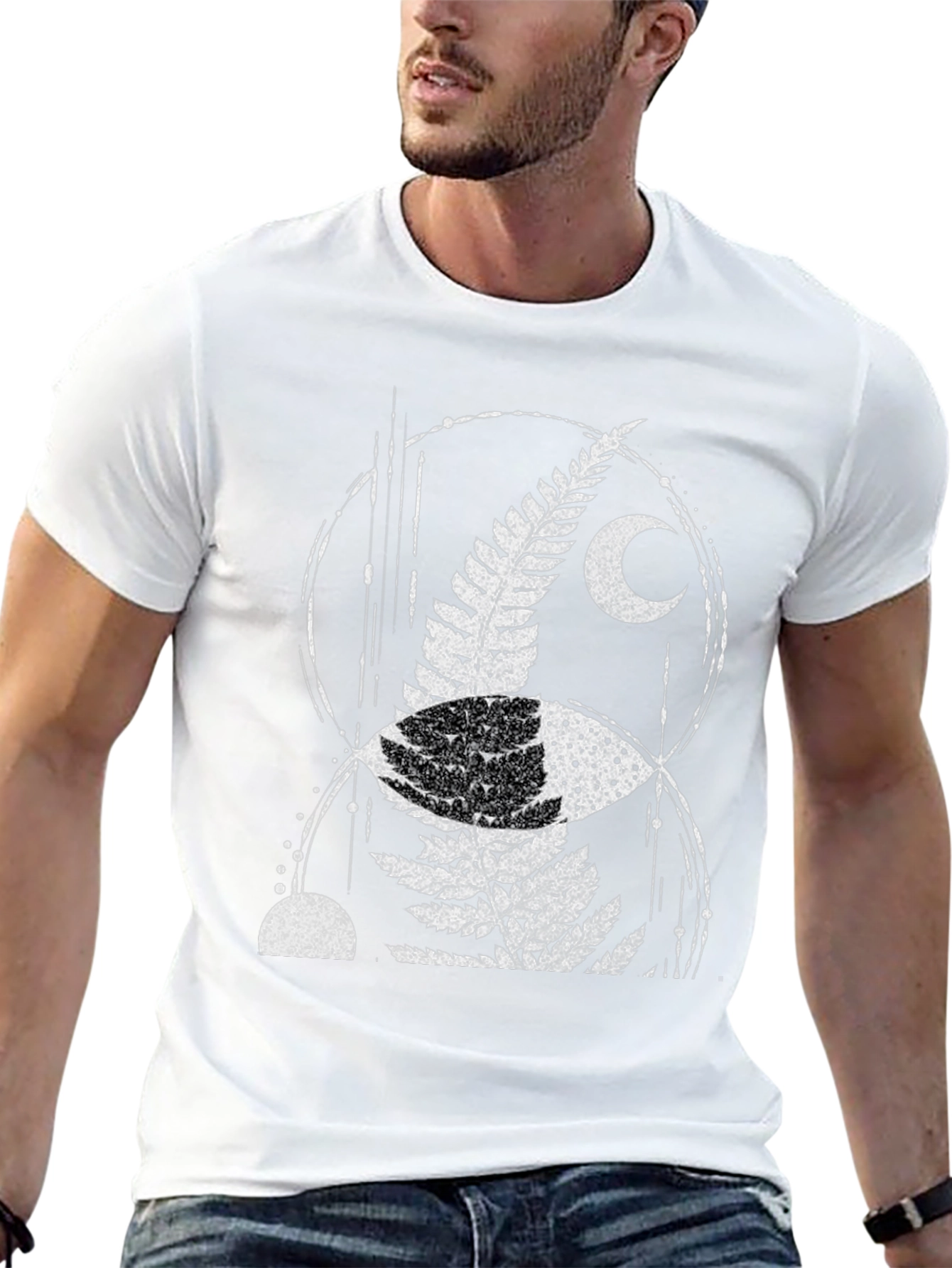 Fern & Moon Graphic Tee - Black Cotton Blend