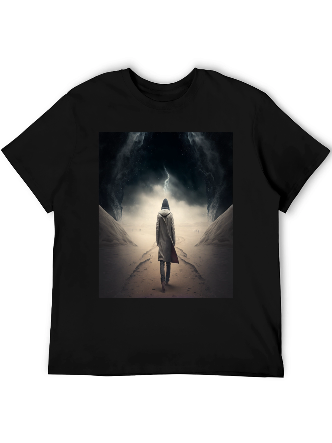 Hooded Figure Lightning Black T-Shirt