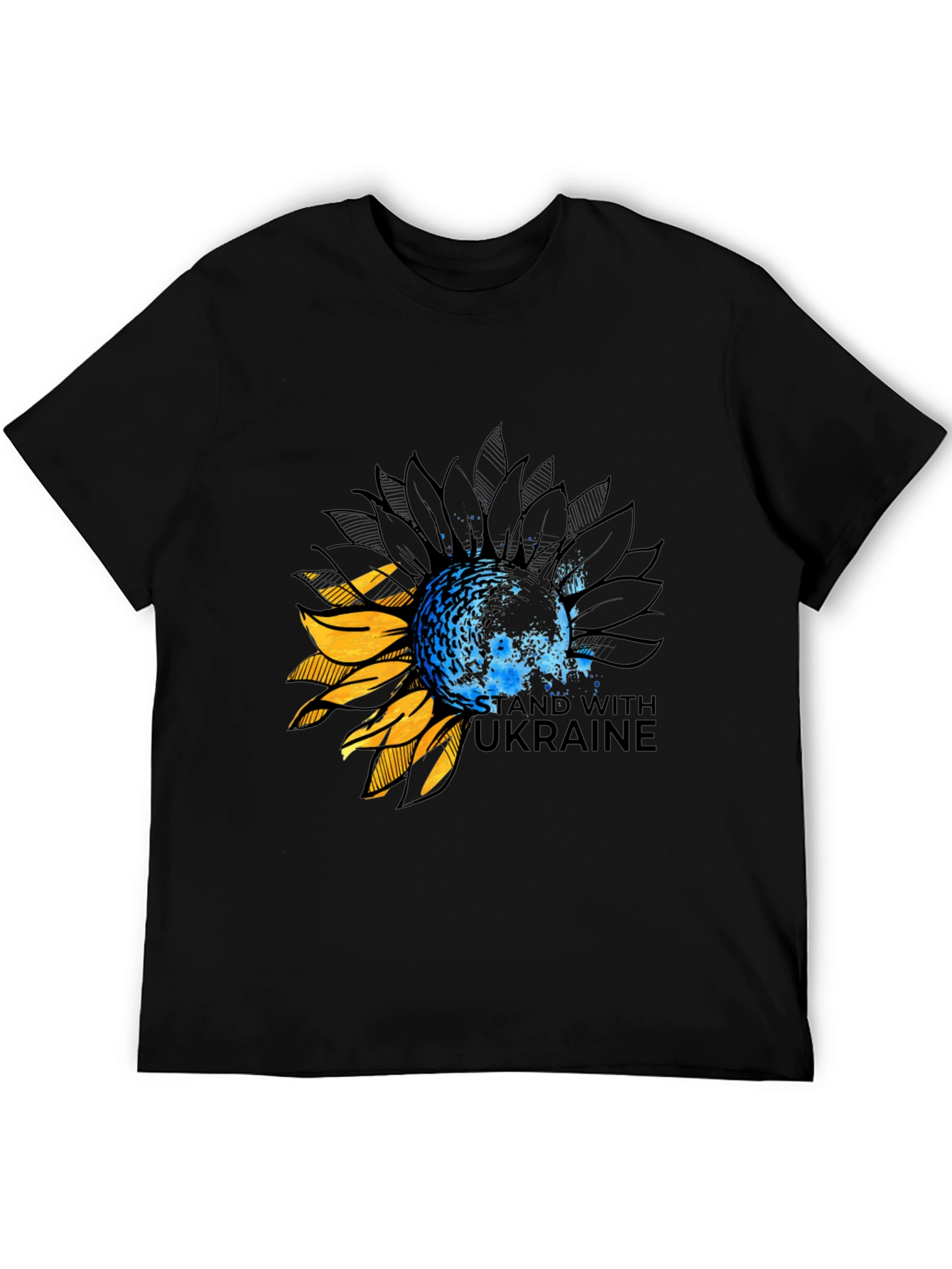 Ukraine Sunflower Graphic Tee - Black