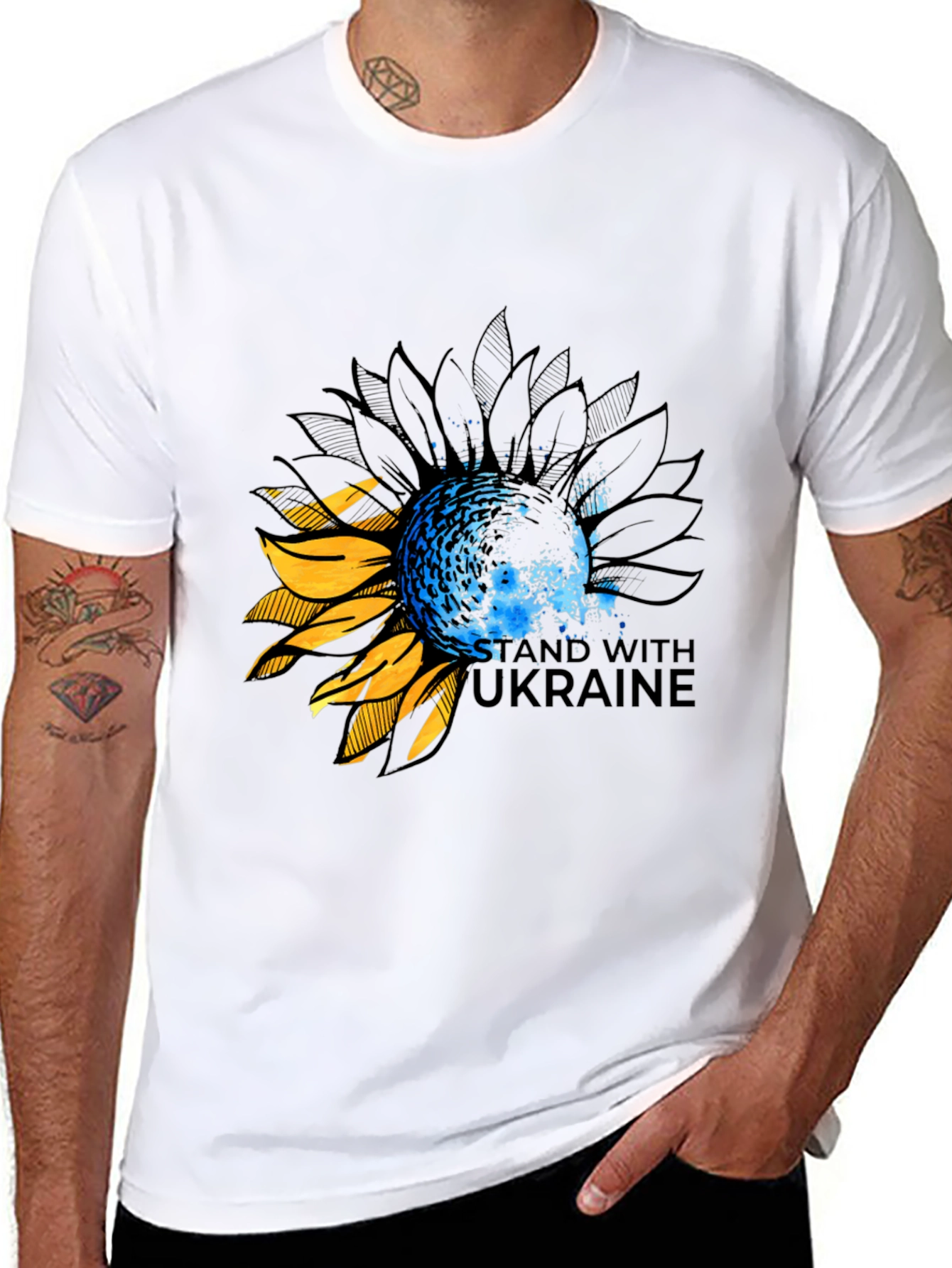 Ukraine Sunflower Graphic Tee - Black