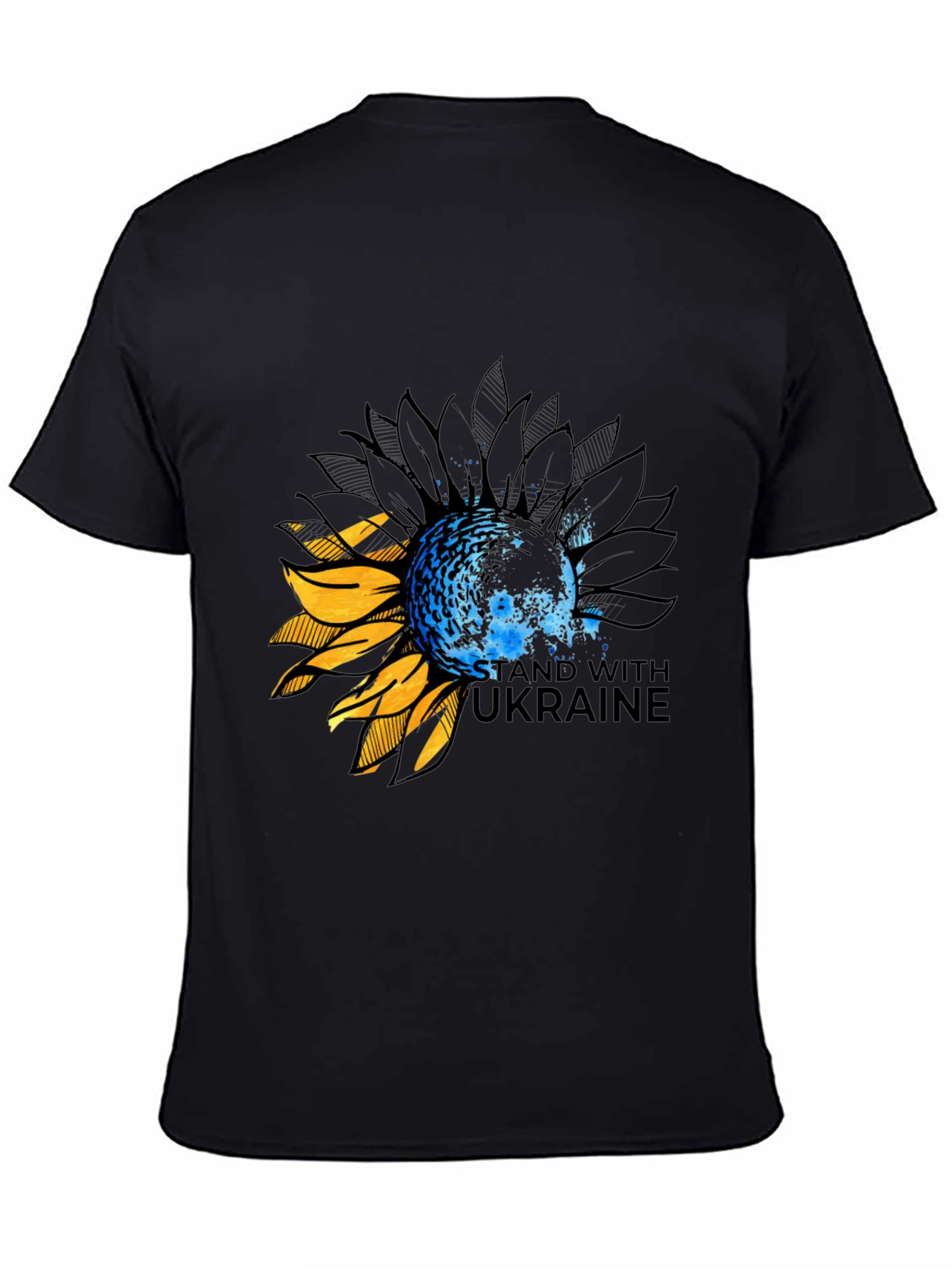 Ukraine Sunflower Graphic Tee - Black
