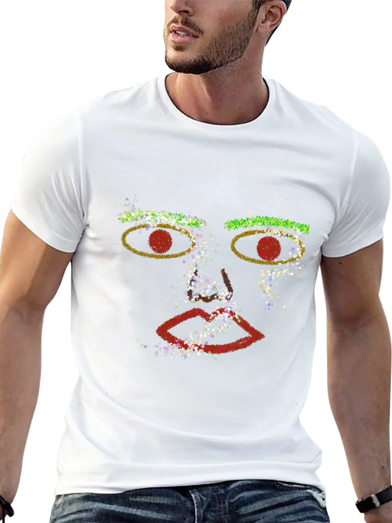 Abstract Face Graphic Black T-Shirt