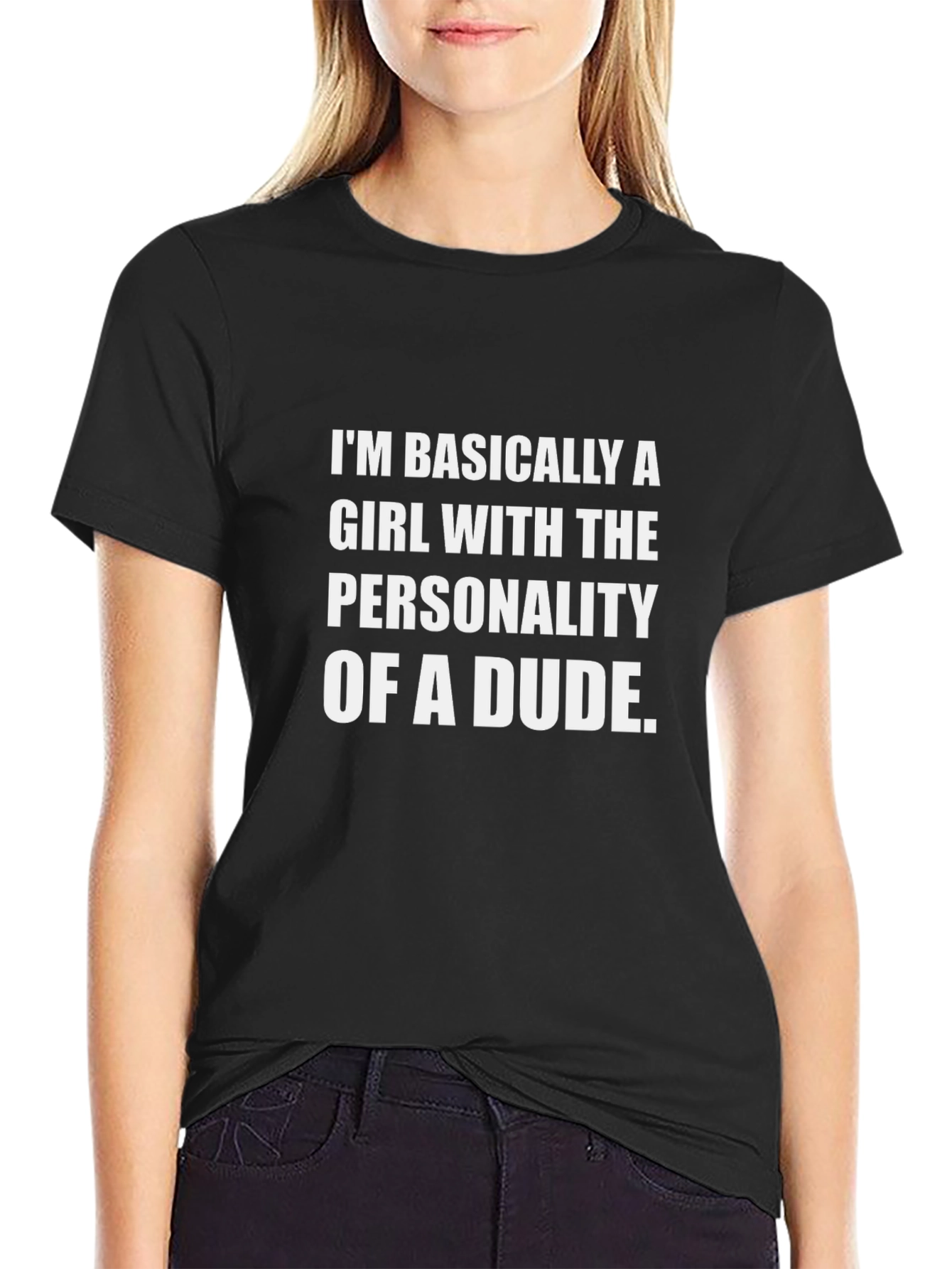 Girl Personality Dude Black Graphic T-Shirt