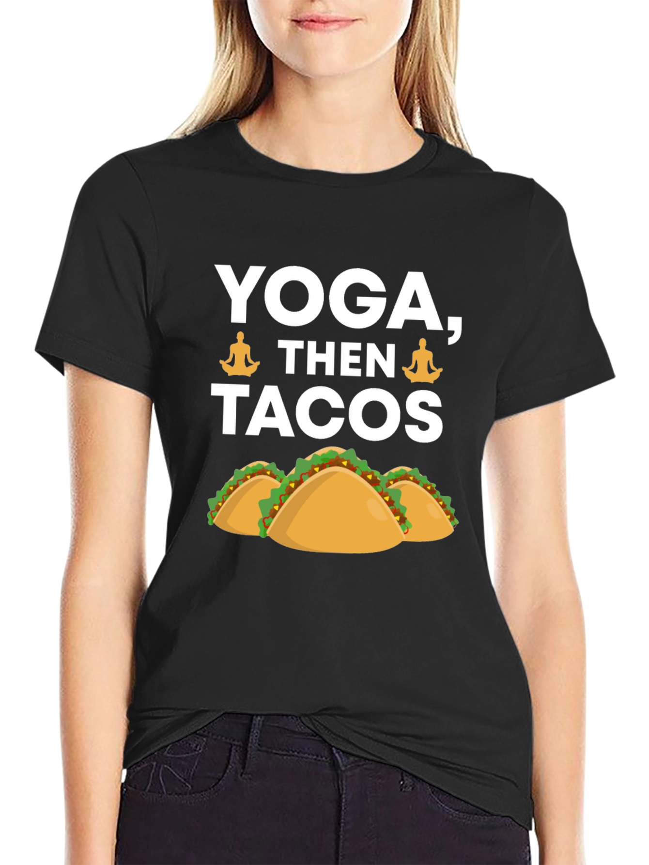 Yoga Then Tacos Graphic Tee - Black