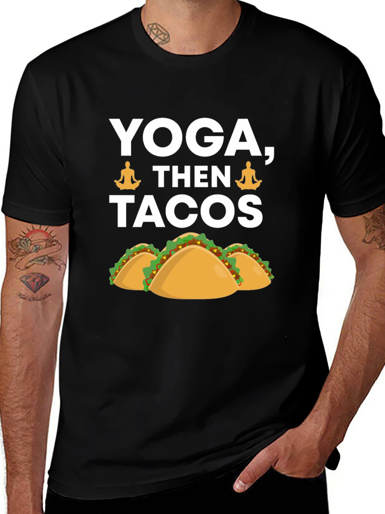 Yoga Then Tacos Graphic Tee - Black