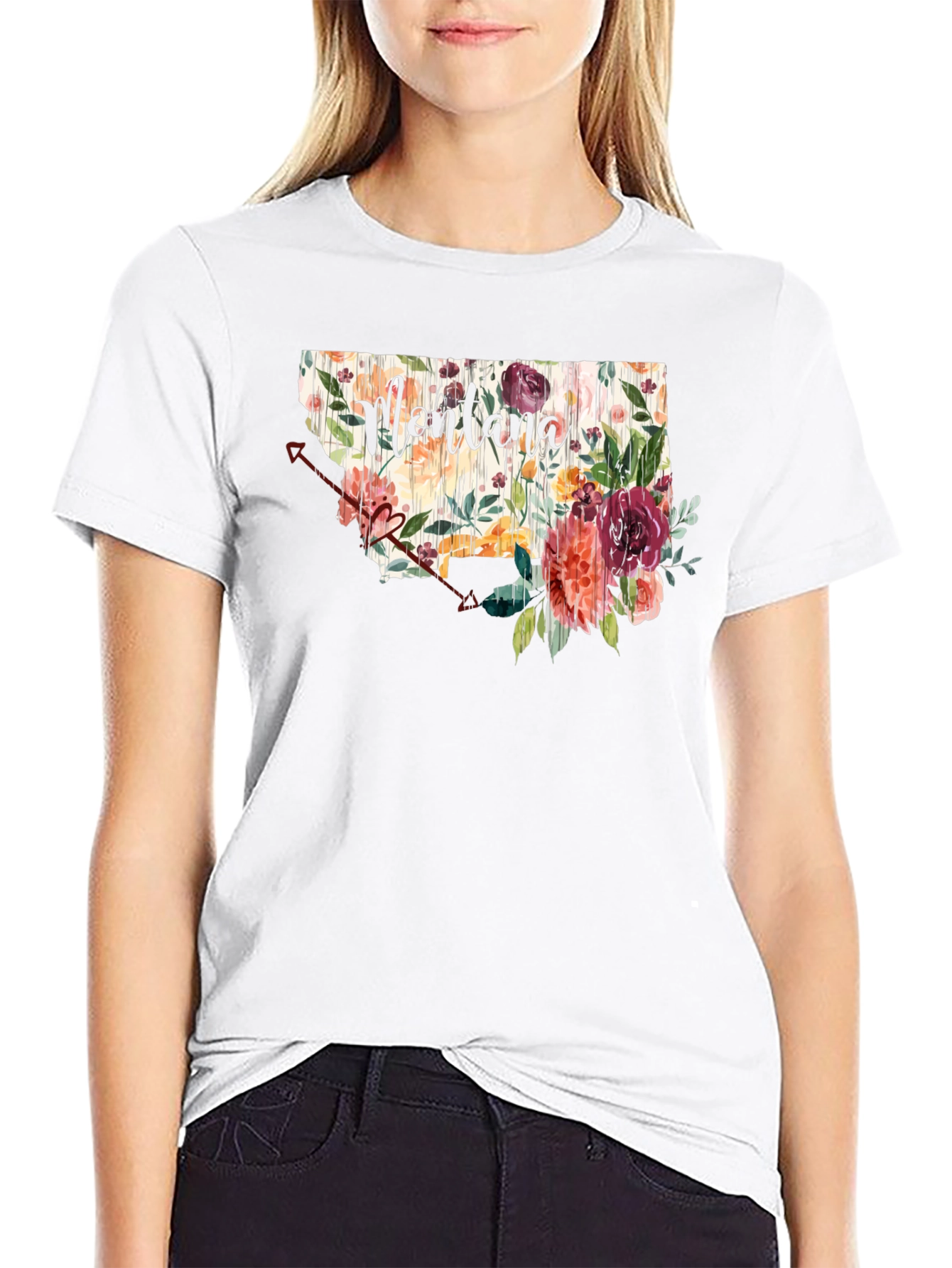 Floral Montana State Graphic Tee