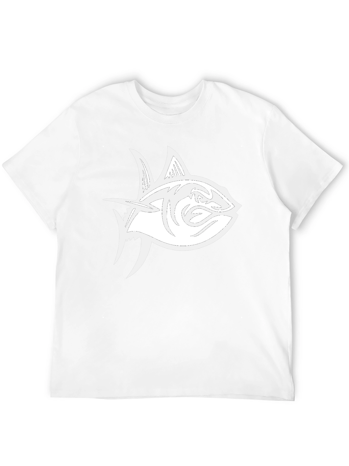 Black T-Shirt with White Tuna Fish Graphic