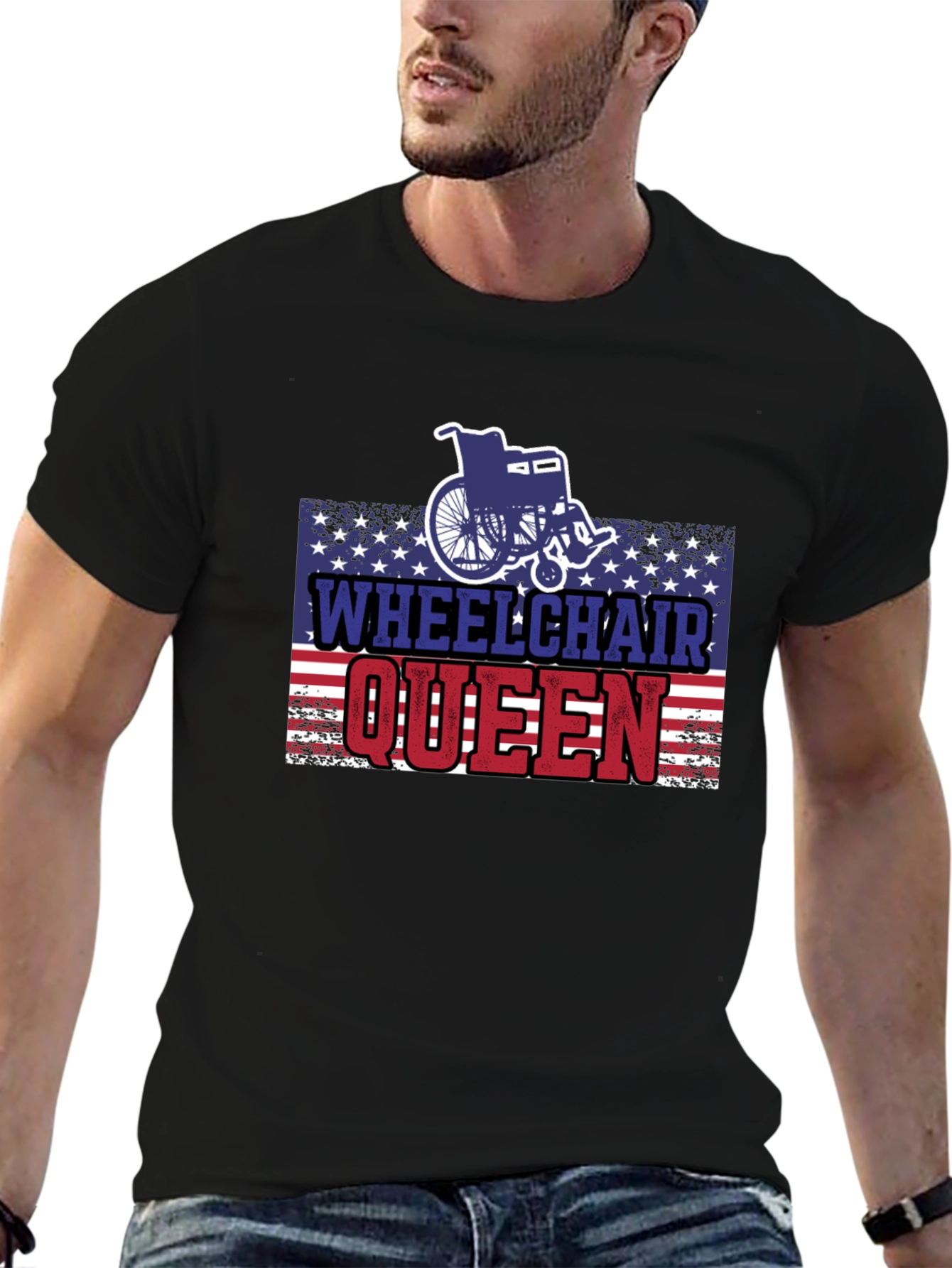 Wheelchair Queen USA Patriotic T-Shirt