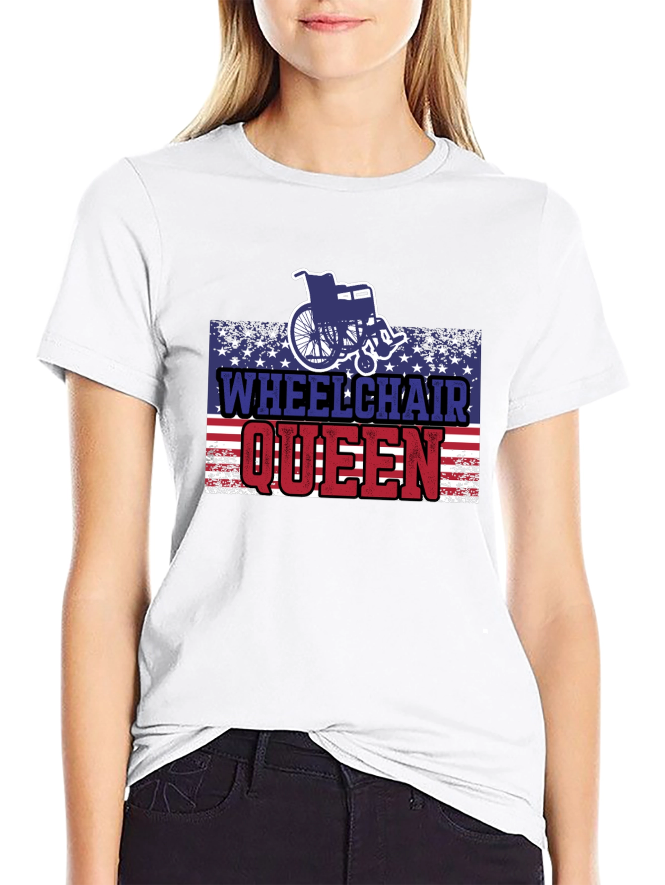 Wheelchair Queen USA Patriotic T-Shirt