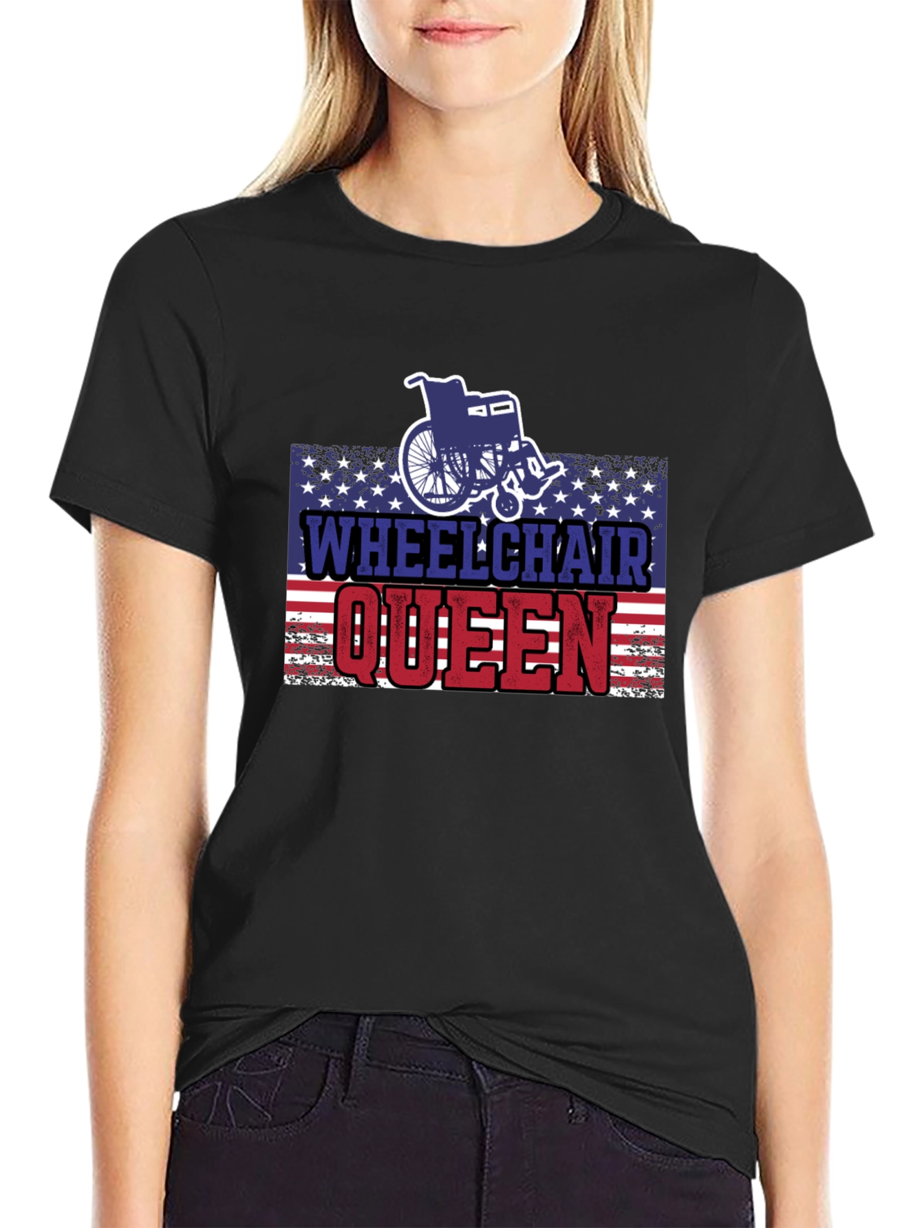 Wheelchair Queen USA Patriotic T-Shirt