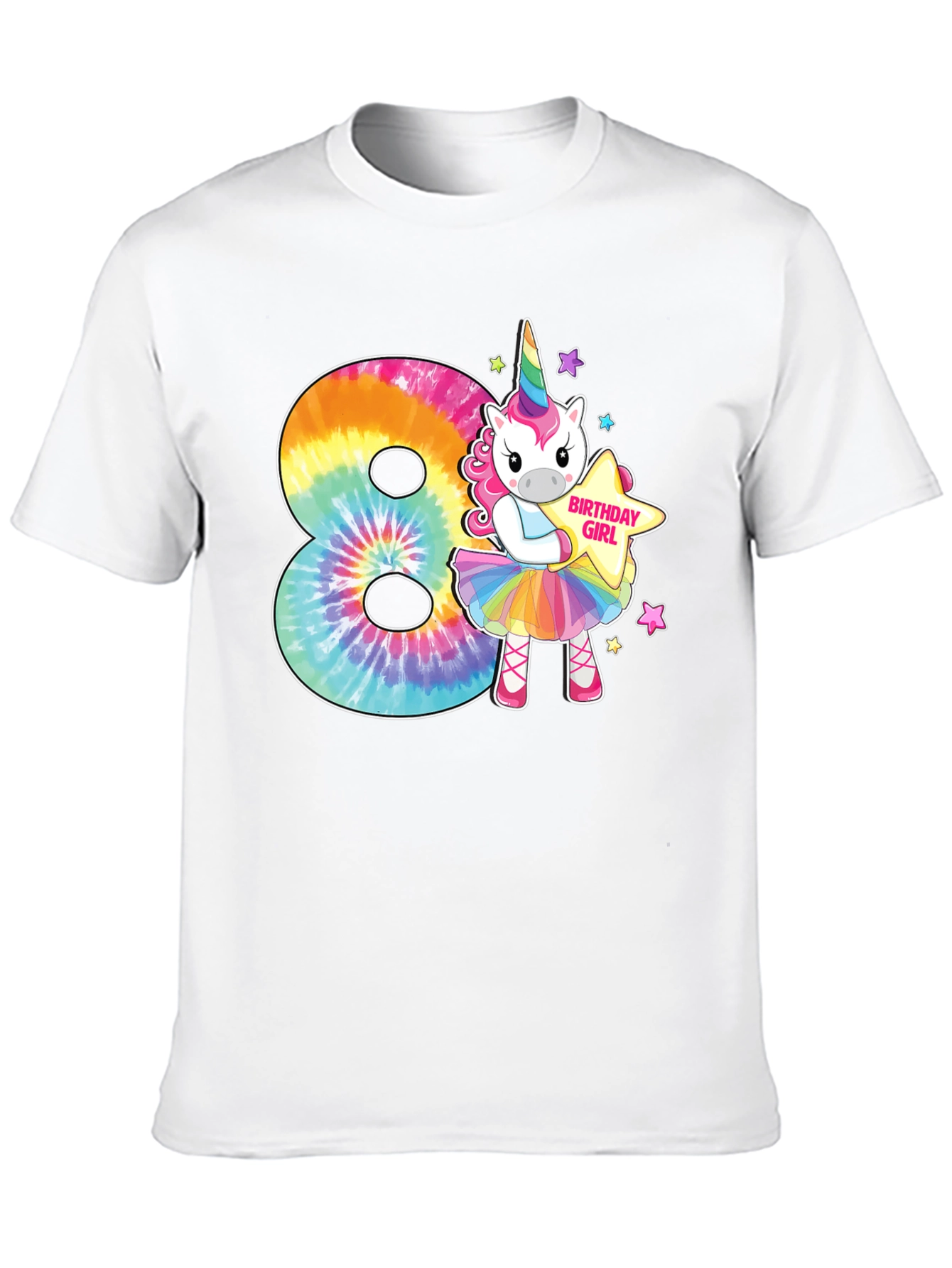 Birthday Girl 8th Unicorn Rainbow T-Shirt