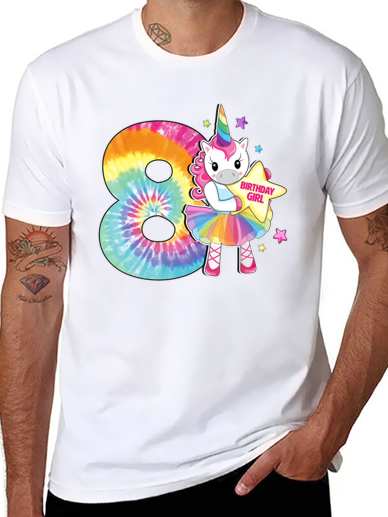 Birthday Girl 8th Unicorn Rainbow T-Shirt