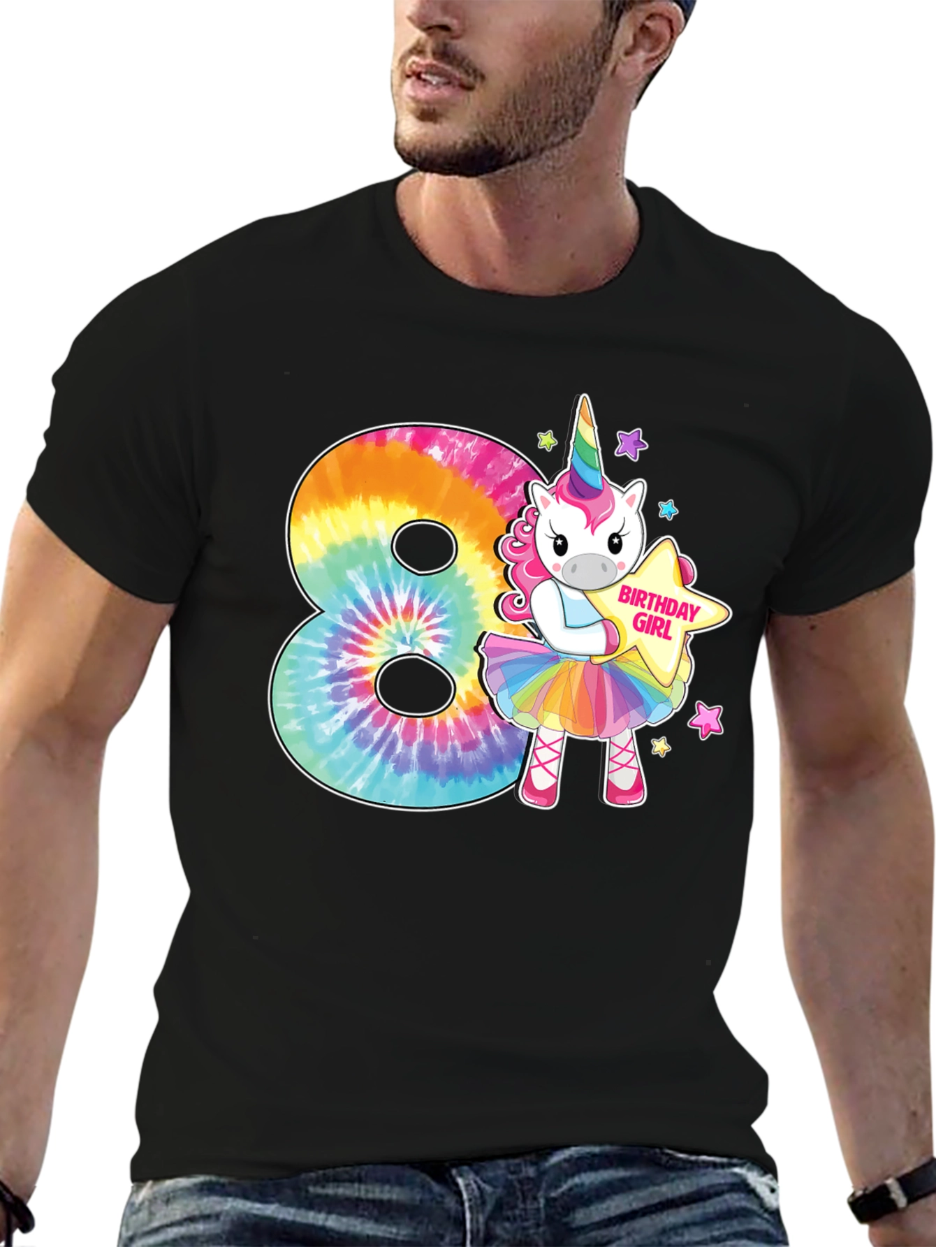 Birthday Girl 8th Unicorn Rainbow T-Shirt