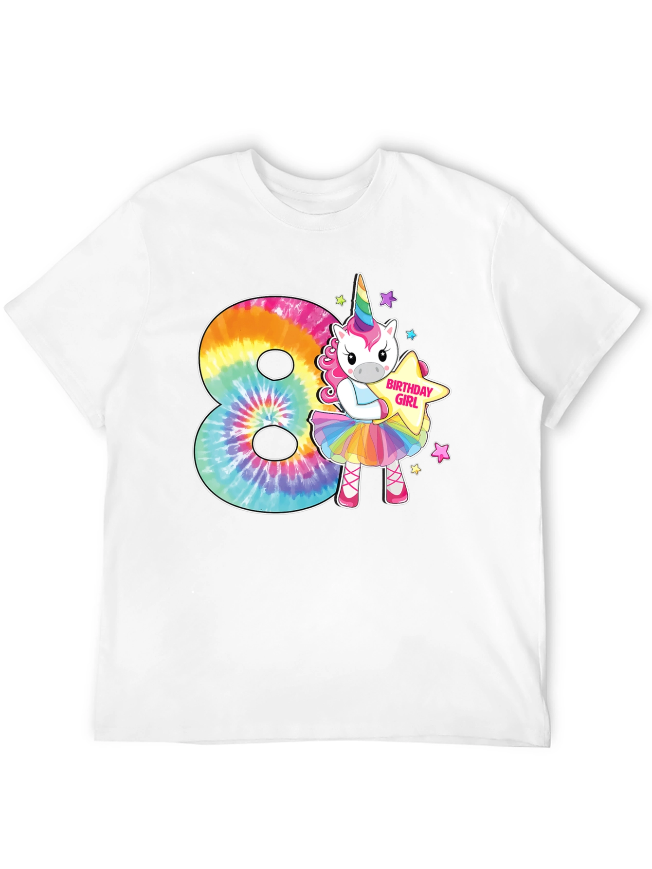 Birthday Girl 8th Unicorn Rainbow T-Shirt