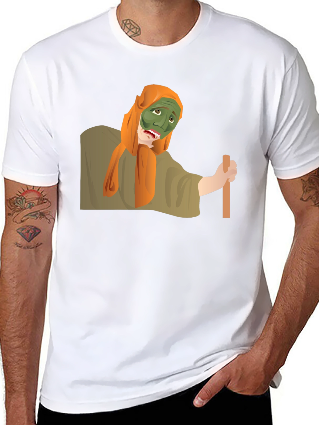 Funny Green Mask Man Graphic Tee