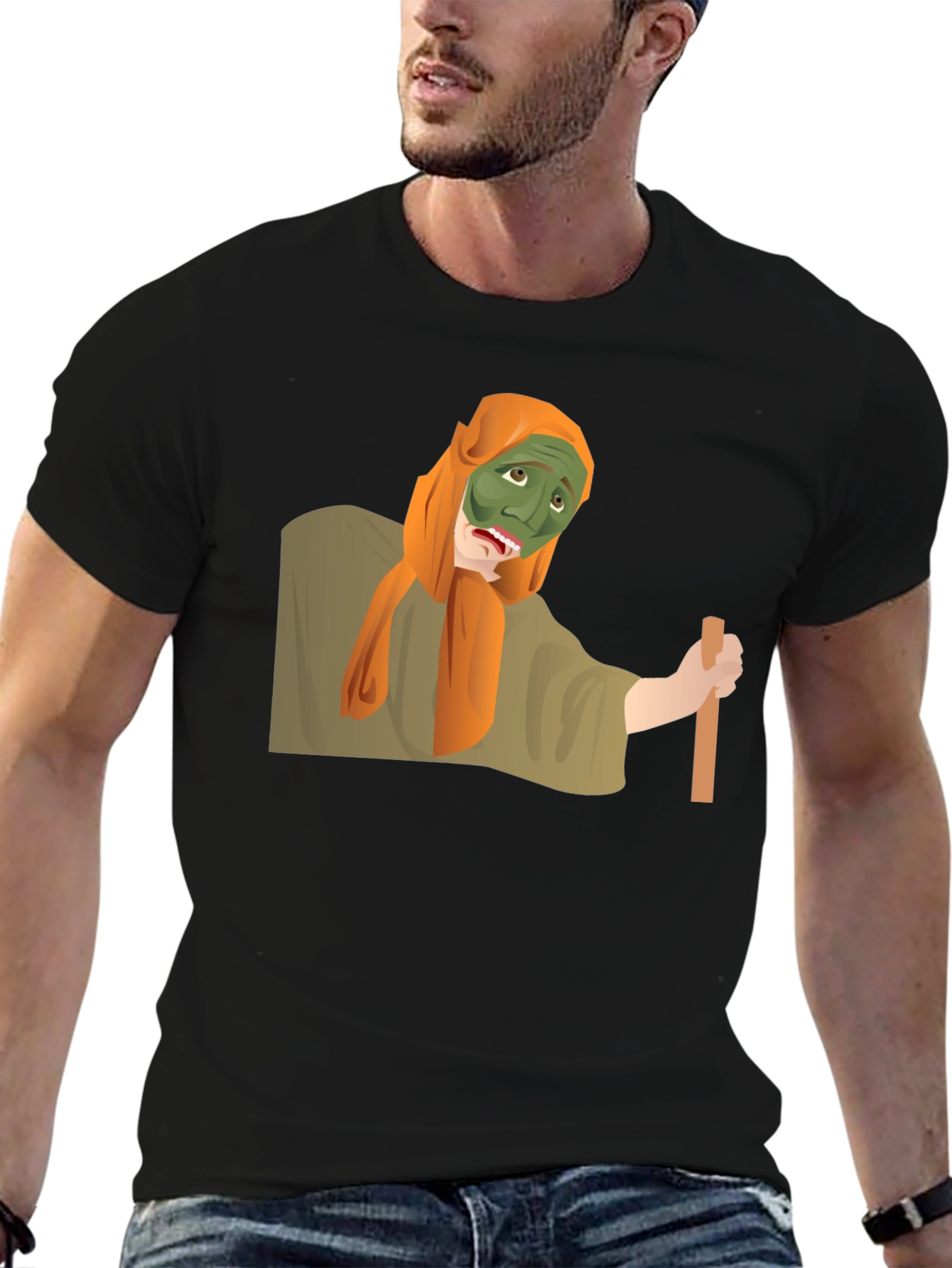 Funny Green Mask Man Graphic Tee
