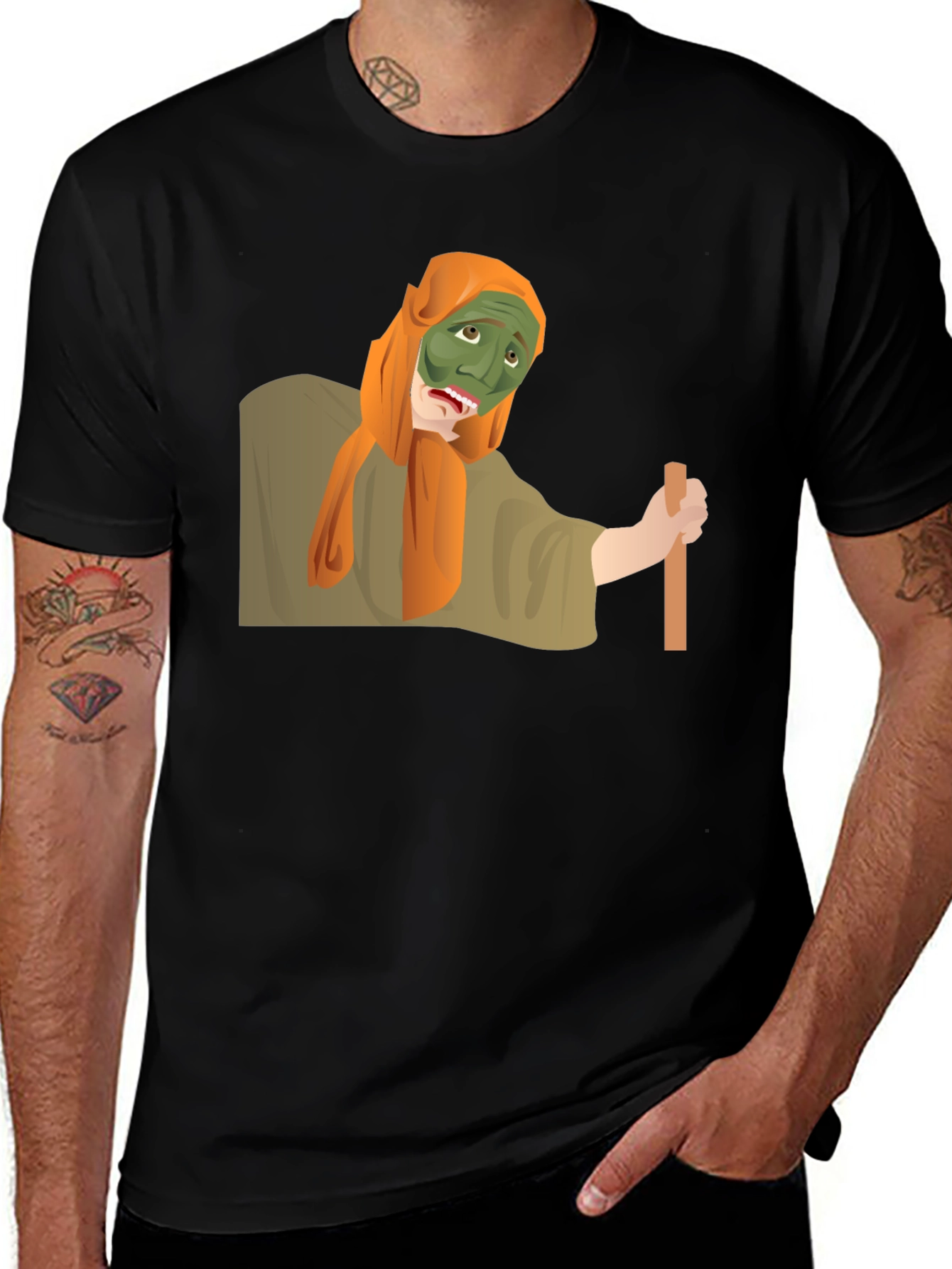 Funny Green Mask Man Graphic Tee