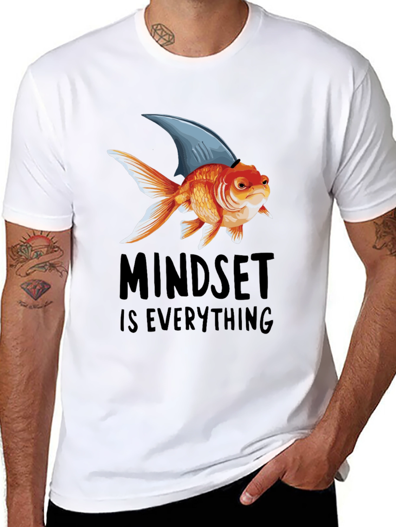 Mindset is Everything T-Shirt: Goldfish with Shark Fin