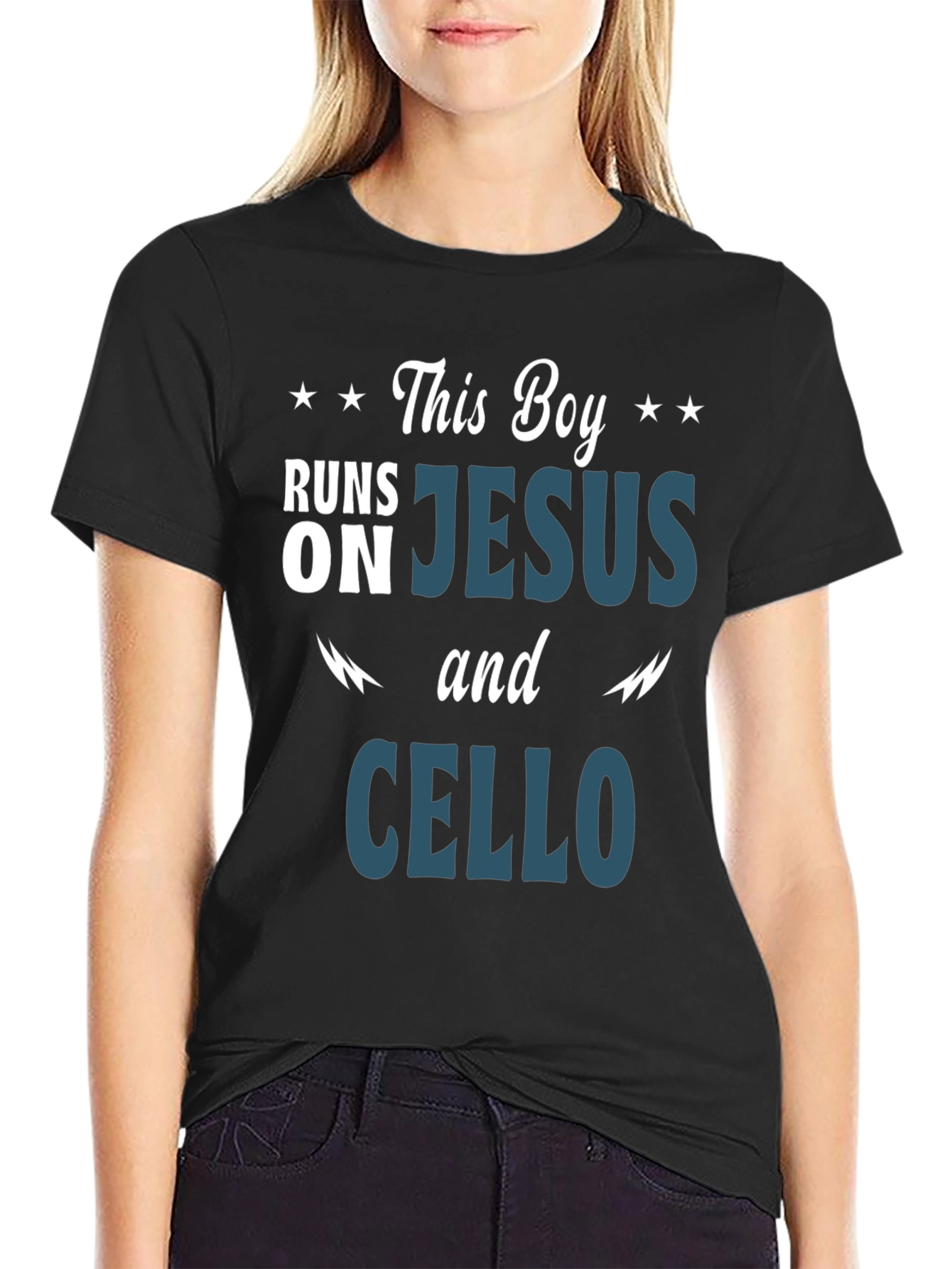 Runs On Jesus and Cello T-Shirt