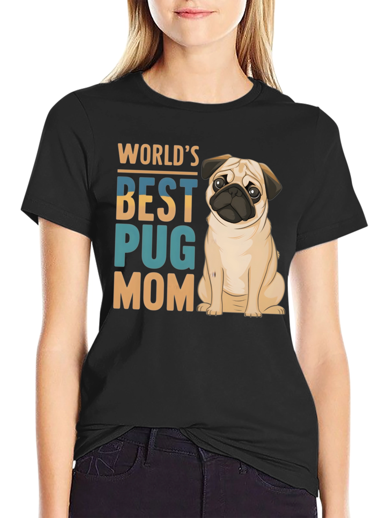 Worlds Best Pug Mom Black T-Shirt