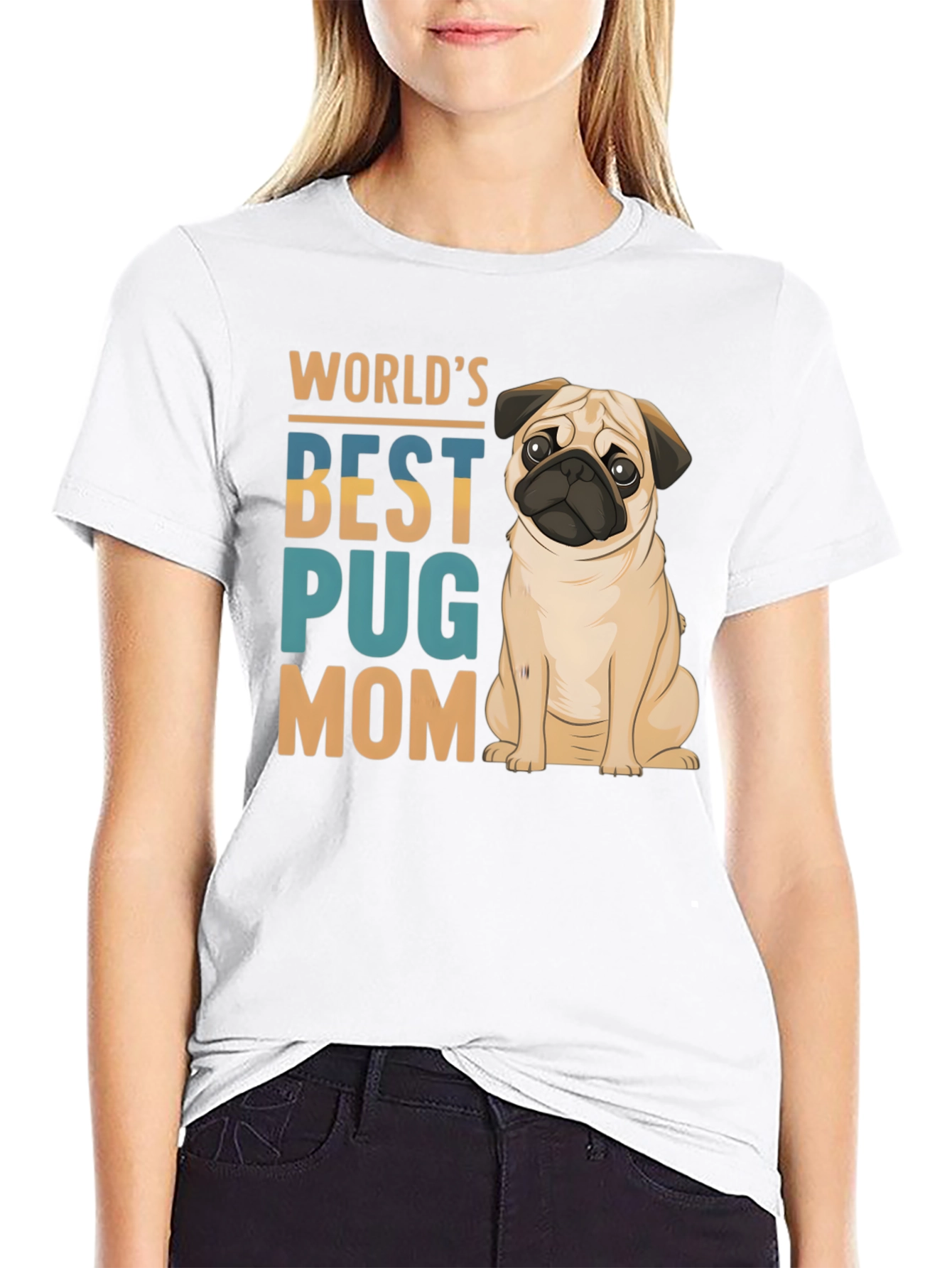 Worlds Best Pug Mom Black T-Shirt
