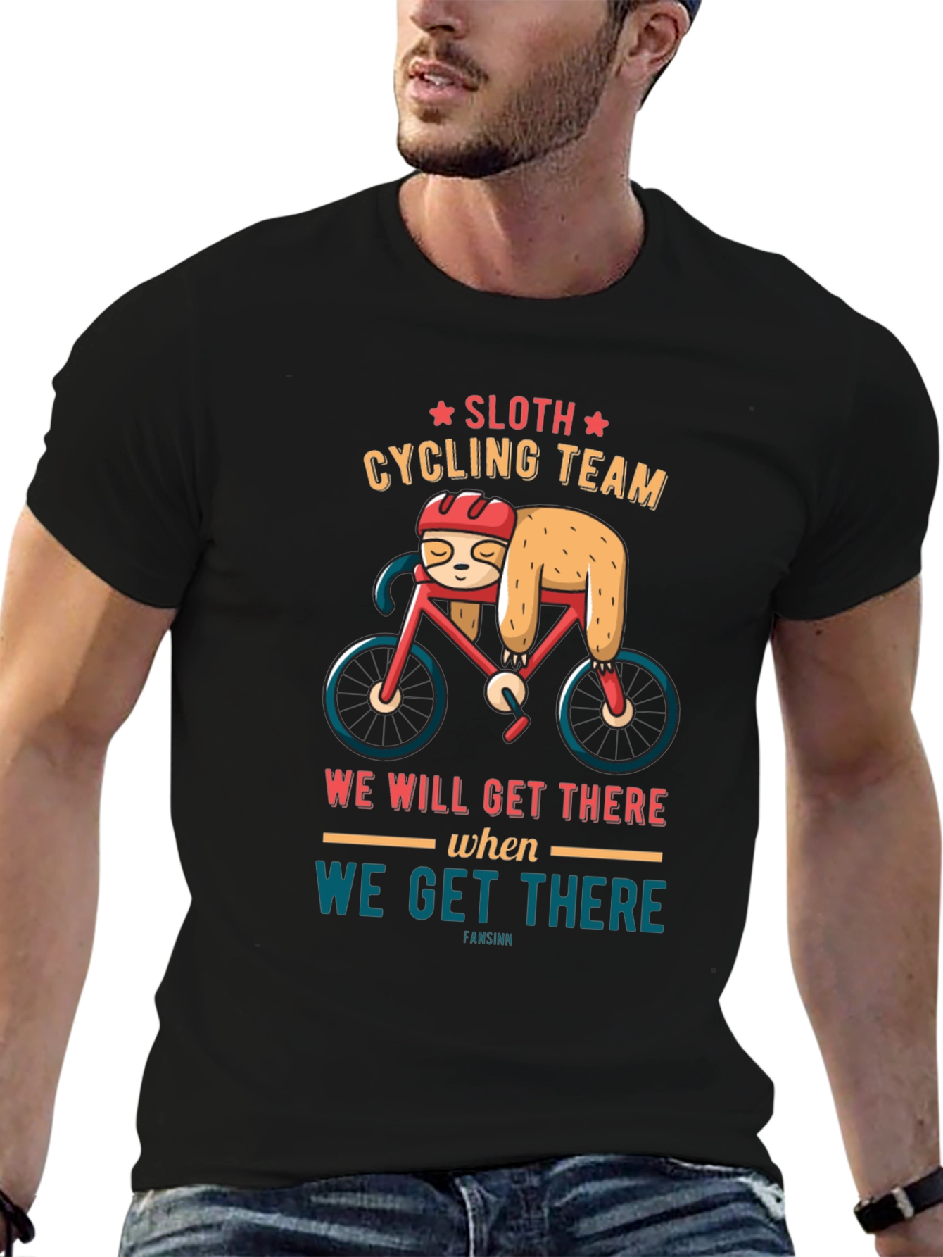 Sloth Cycling Team T-Shirt: We Will Get There Design