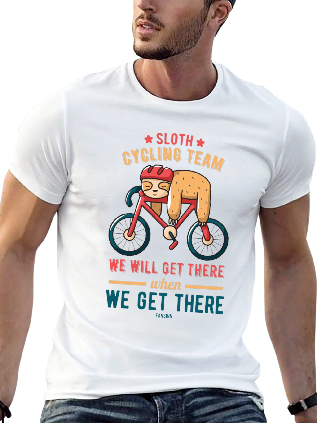 Sloth Cycling Team T-Shirt: We Will Get There Design