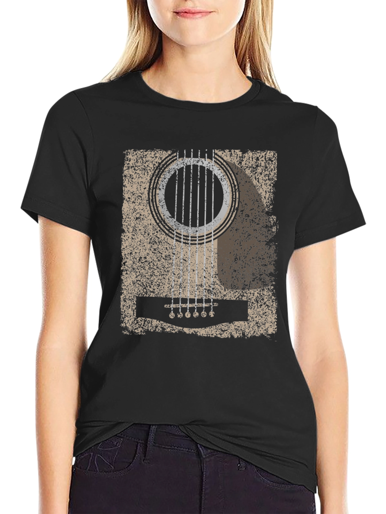 Distressed Acoustic Guitar Graphic T-Shirt