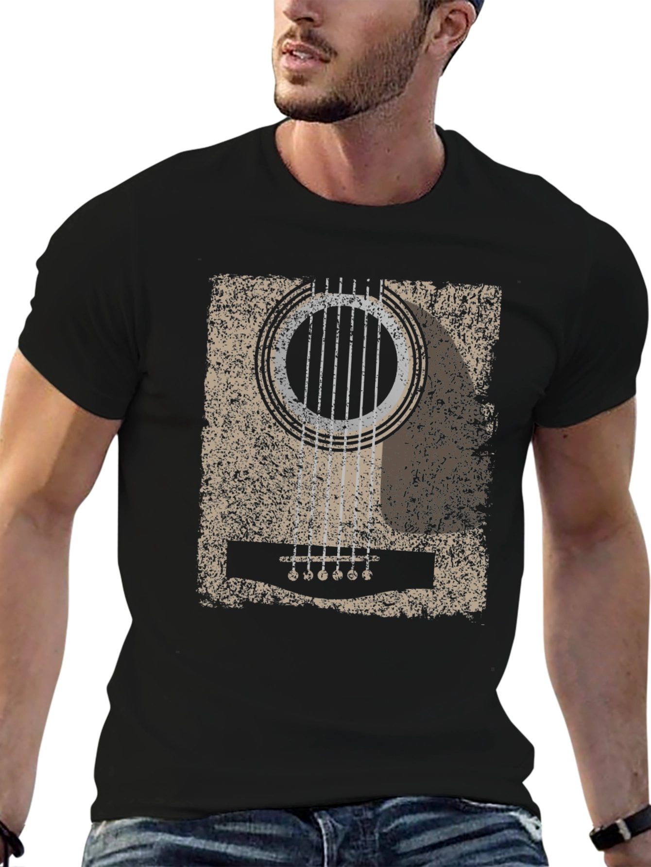Distressed Acoustic Guitar Graphic T-Shirt
