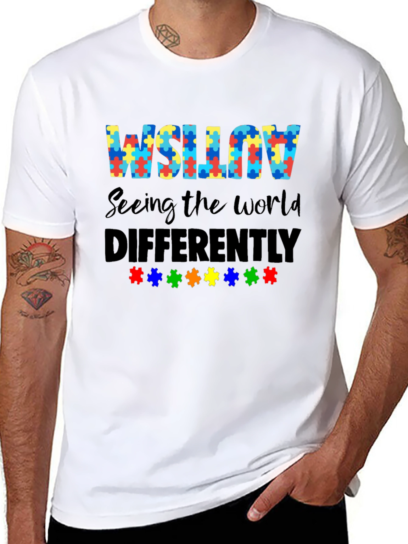Autism Awareness Puzzle Piece Graphic T-Shirt