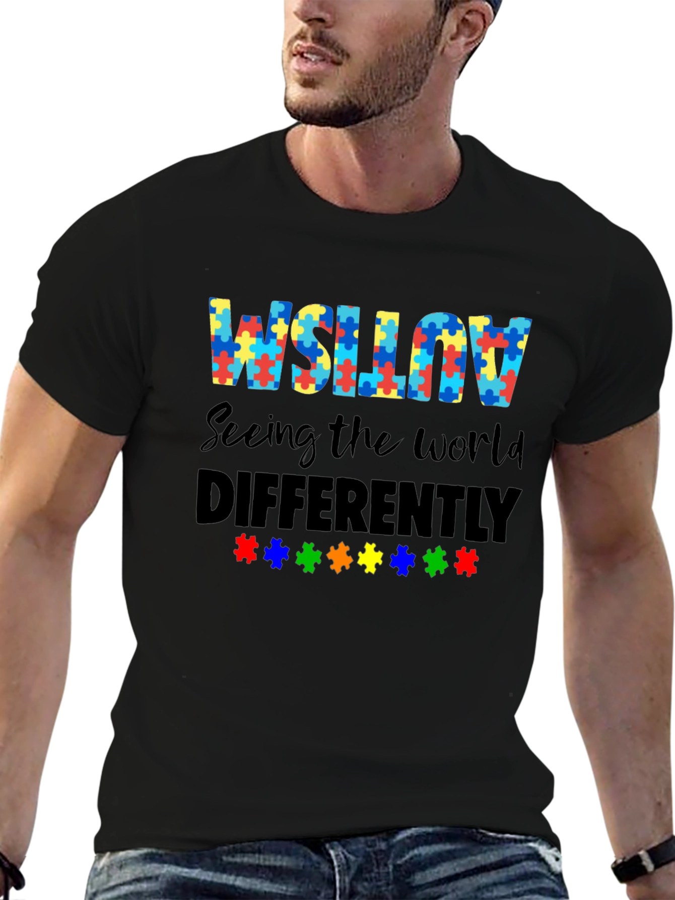 Autism Awareness Puzzle Piece Graphic T-Shirt