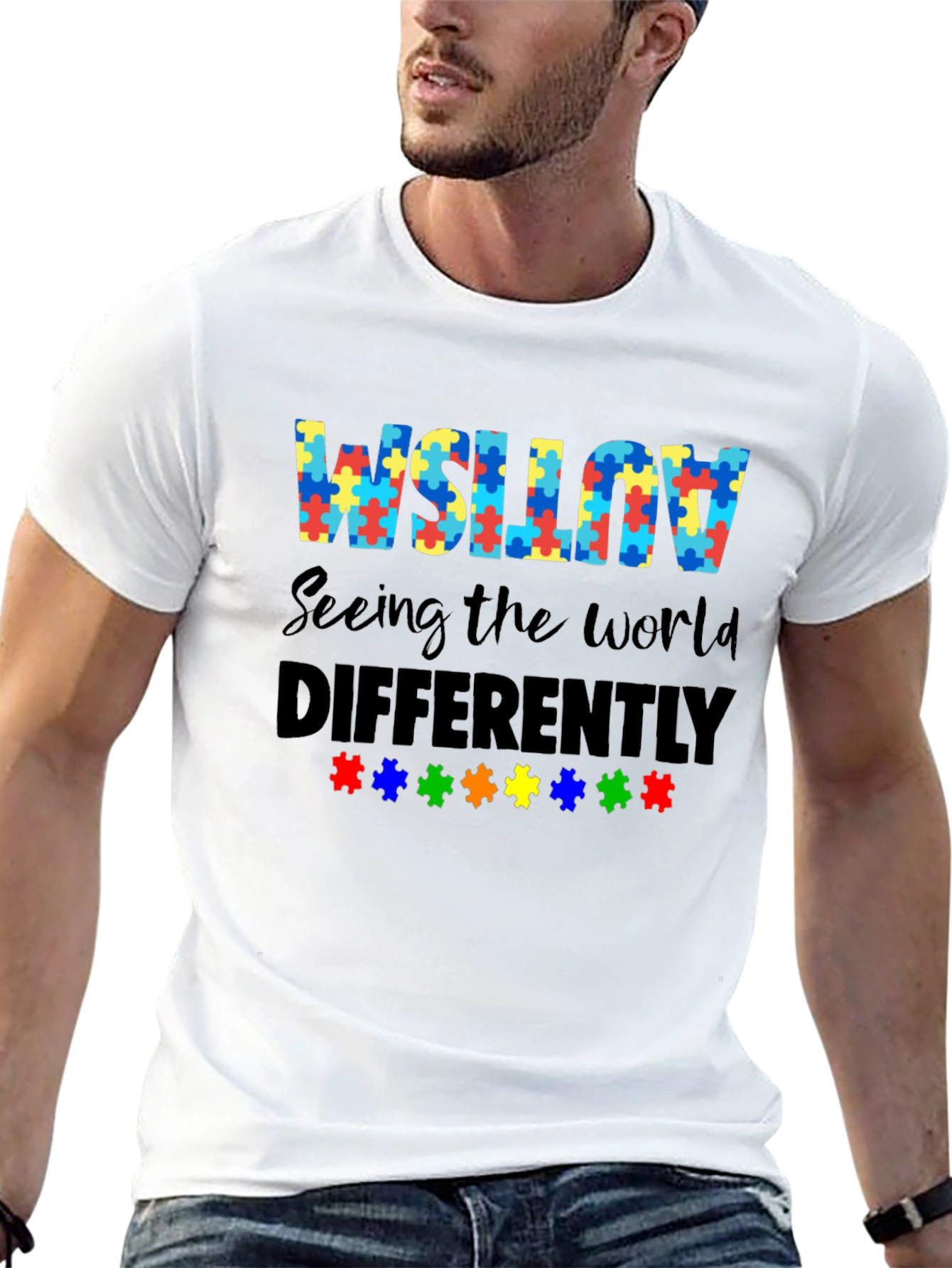 Autism Awareness Puzzle Piece Graphic T-Shirt