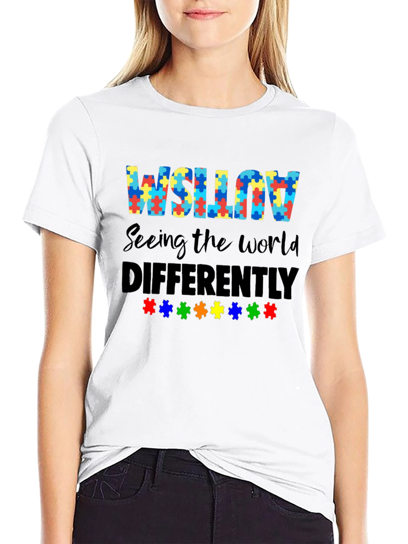 Autism Awareness Puzzle Piece Graphic T-Shirt