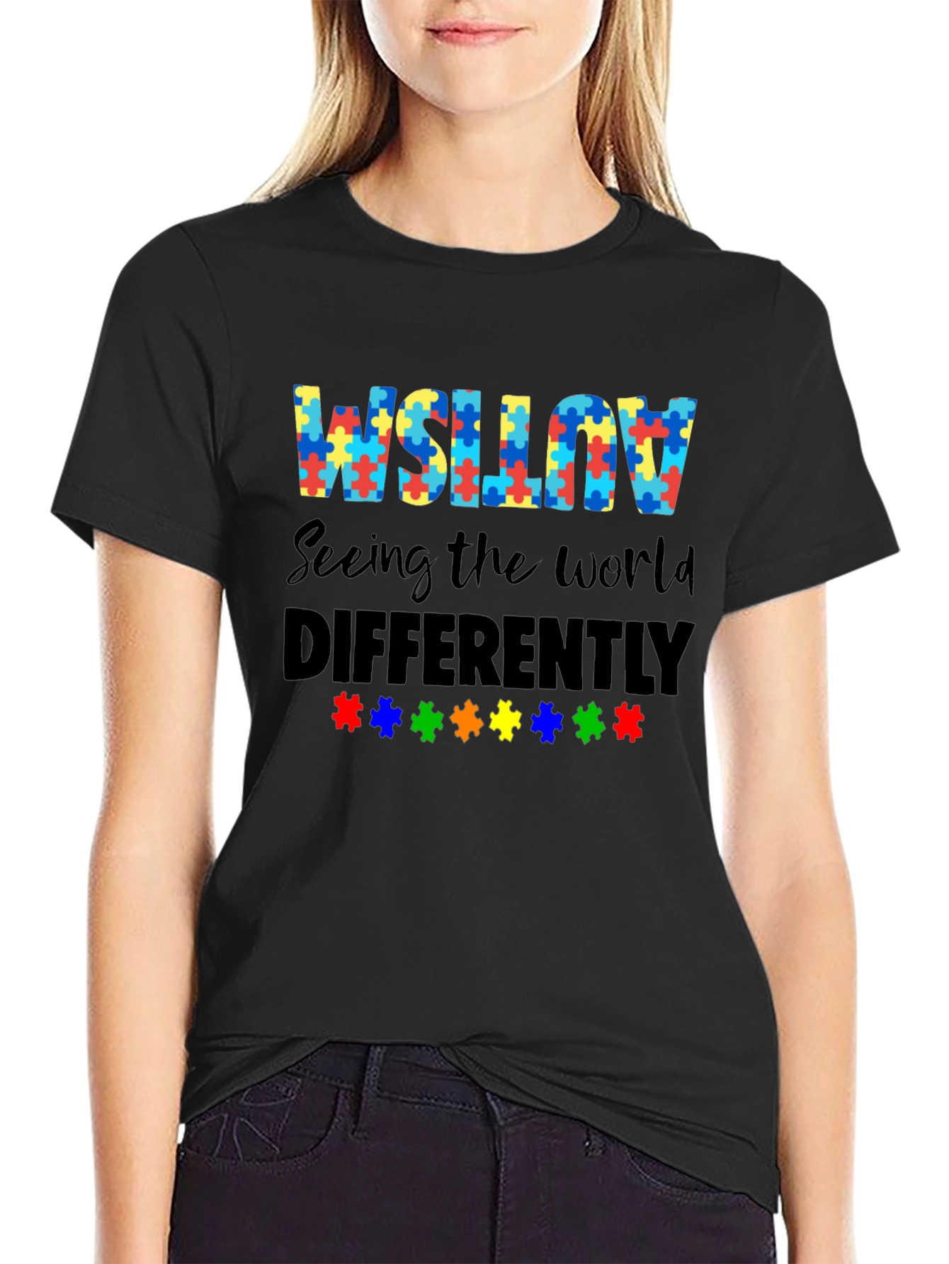 Autism Awareness Puzzle Piece Graphic T-Shirt