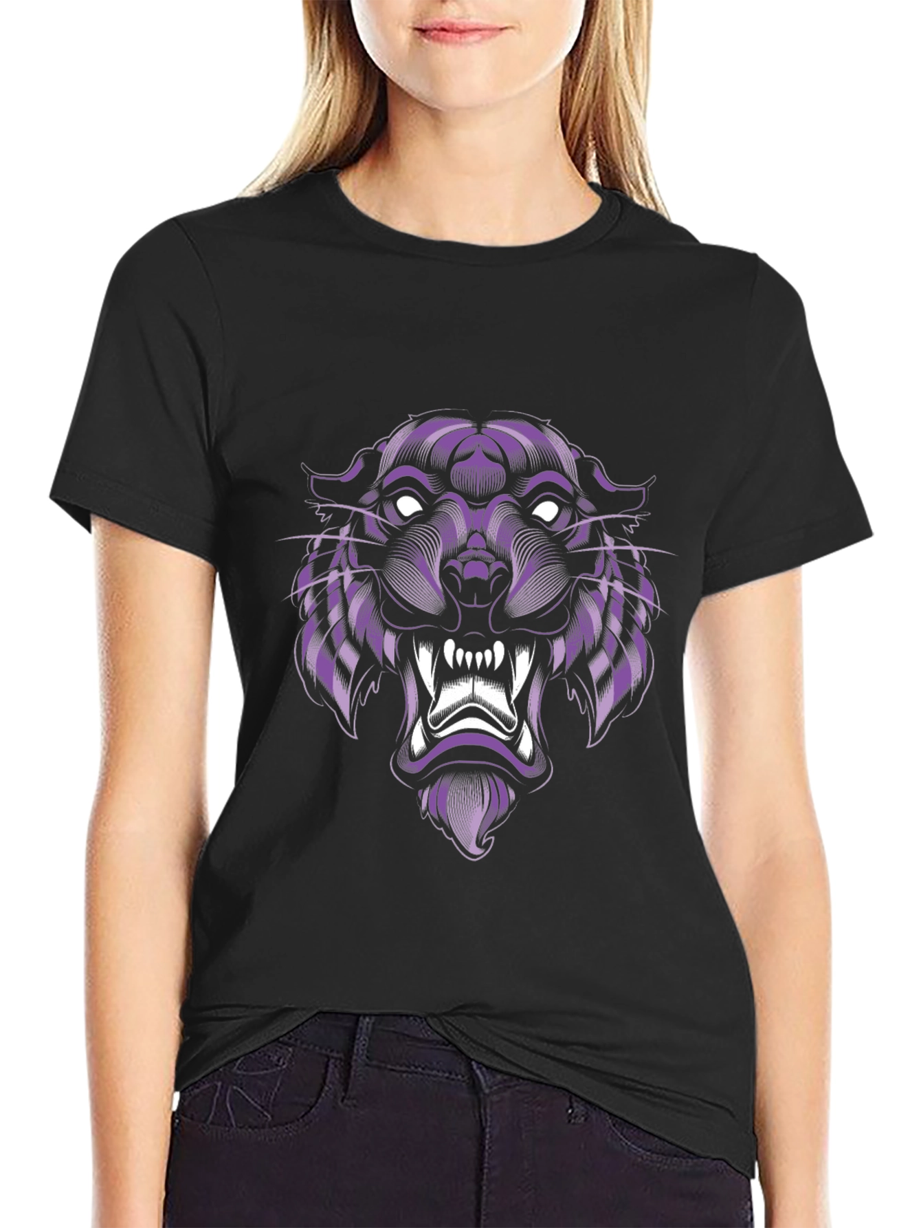 Purple Panther Graphic Tee - Cool Animal Design