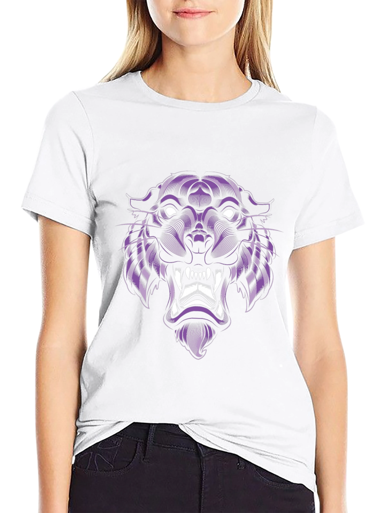 Purple Panther Graphic Tee - Cool Animal Design