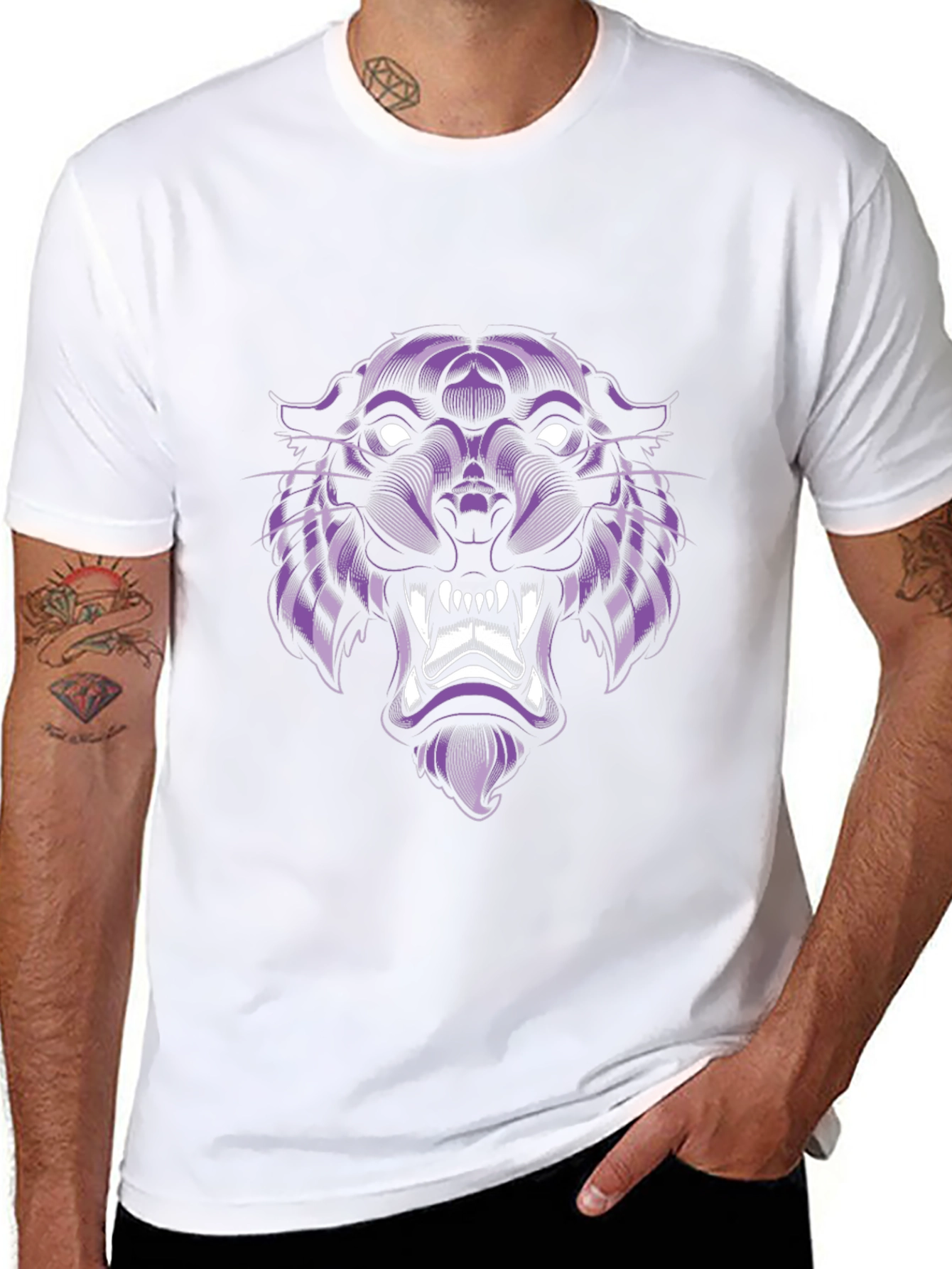 Purple Panther Graphic Tee - Cool Animal Design