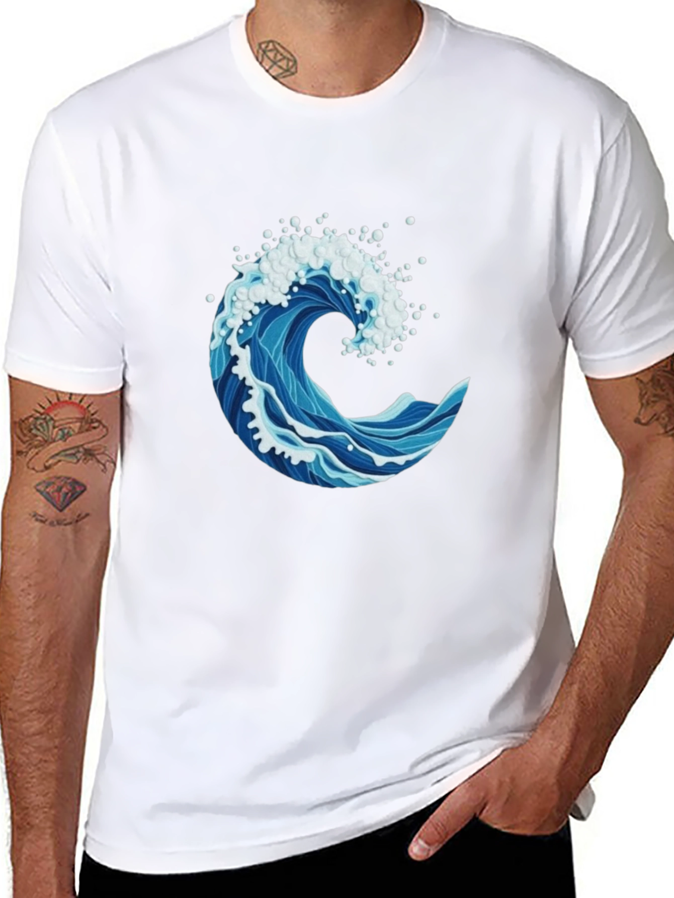 Ocean Wave Graphic Print Mens T-Shirt