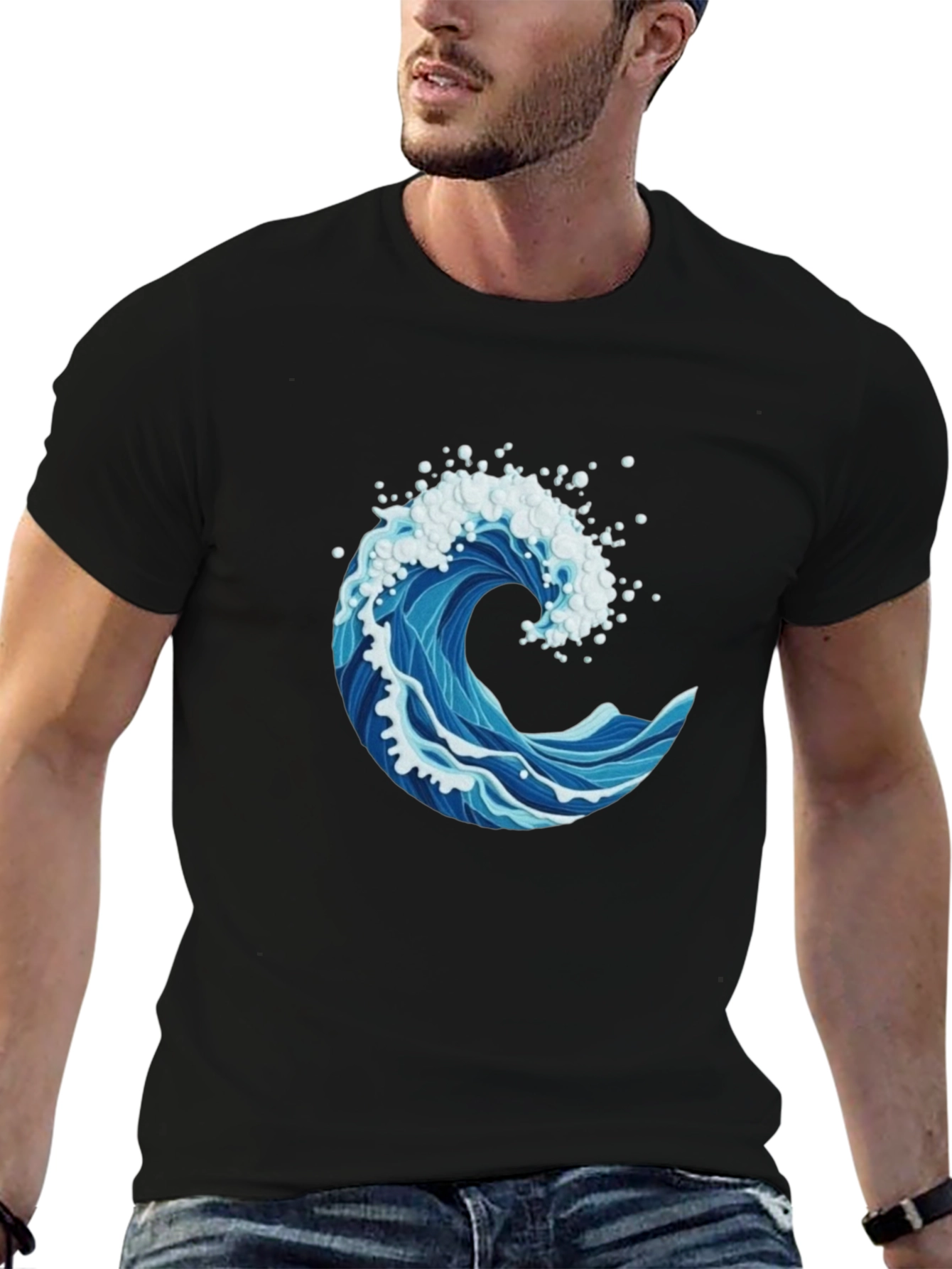 Ocean Wave Graphic Print Mens T-Shirt