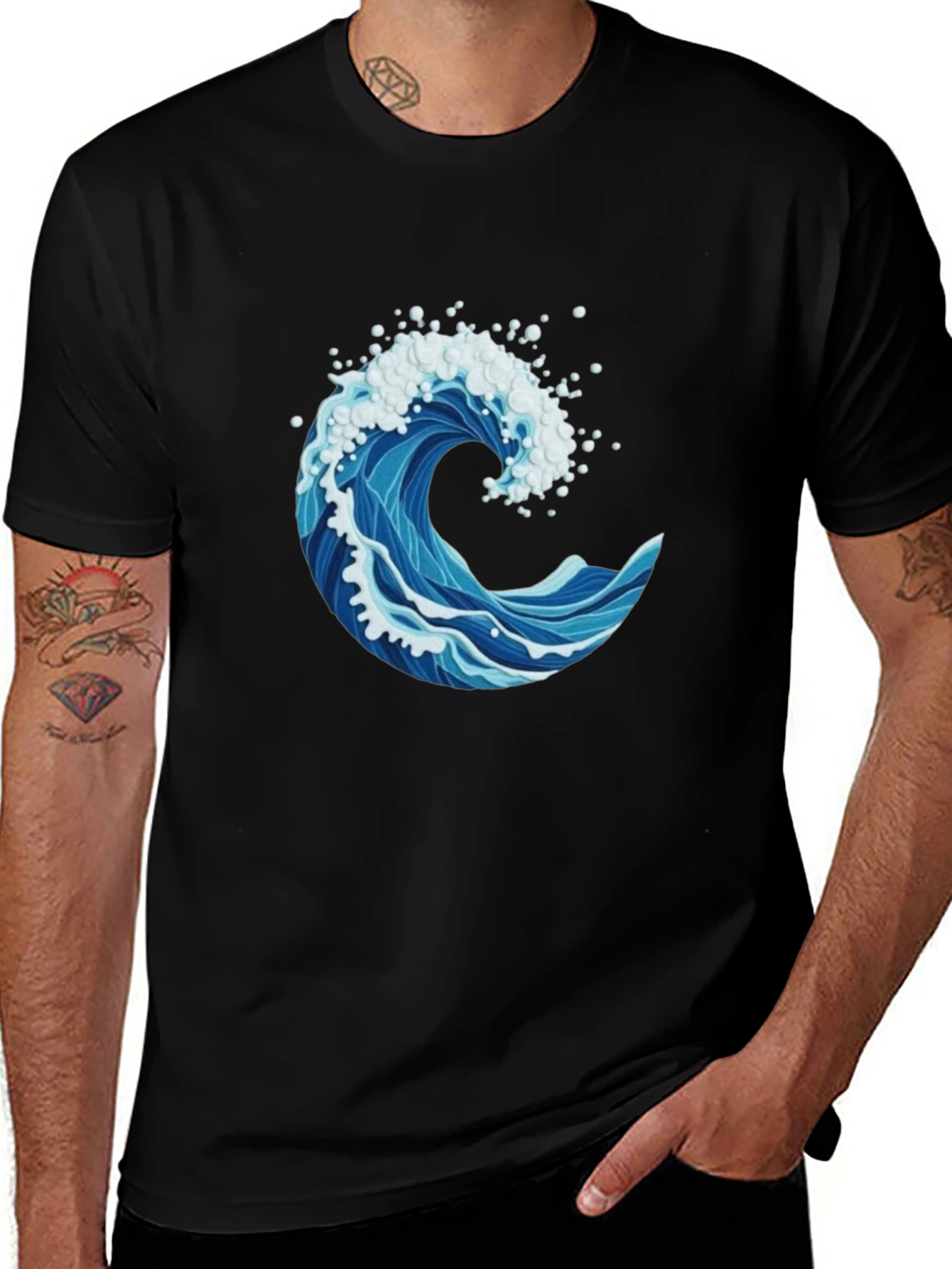 Ocean Wave Graphic Print Mens T-Shirt