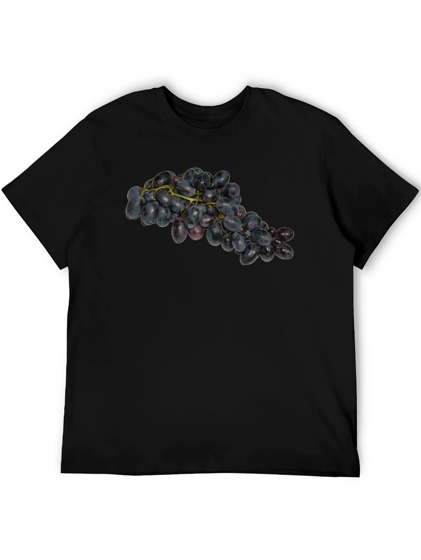 Grape Cluster Graphic Tee - Black Cotton Casual Wear
