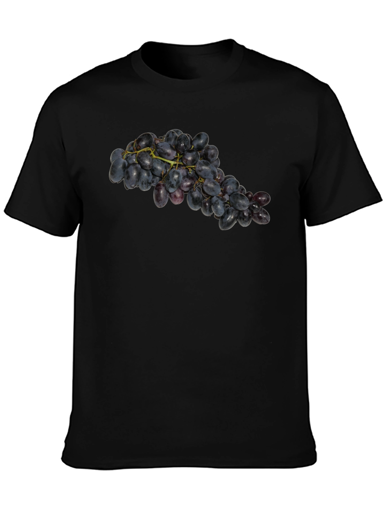 Grape Cluster Graphic Tee - Black Cotton Casual Wear